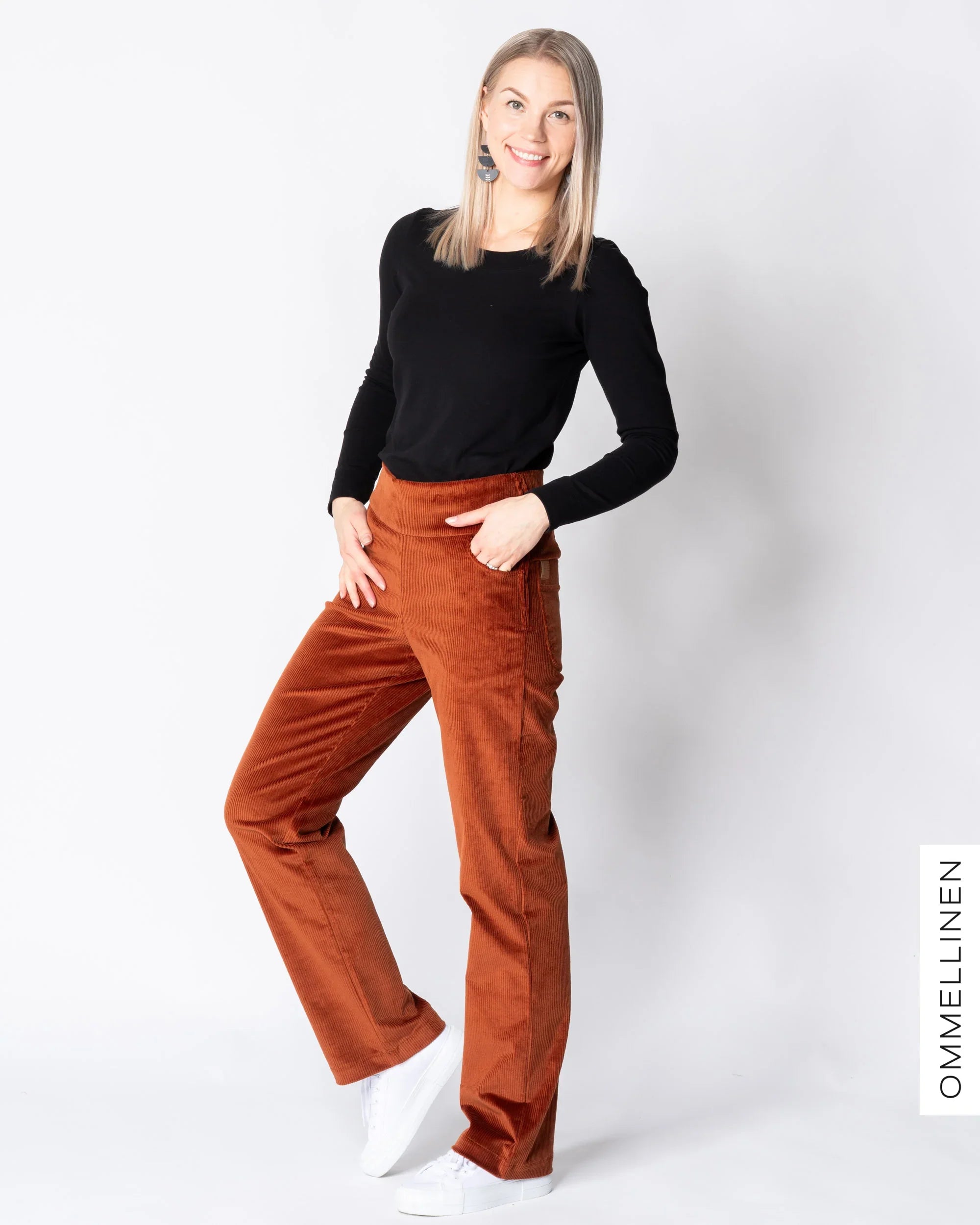 POCKET corduroy pants - LONG LENGTH, burnt orange