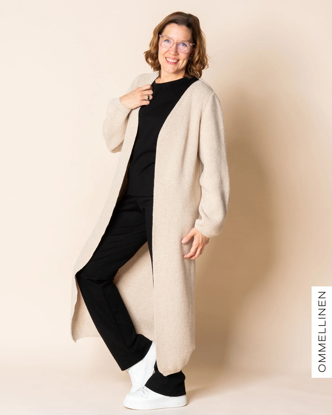 MAXI cardigan - merino wool, light sand