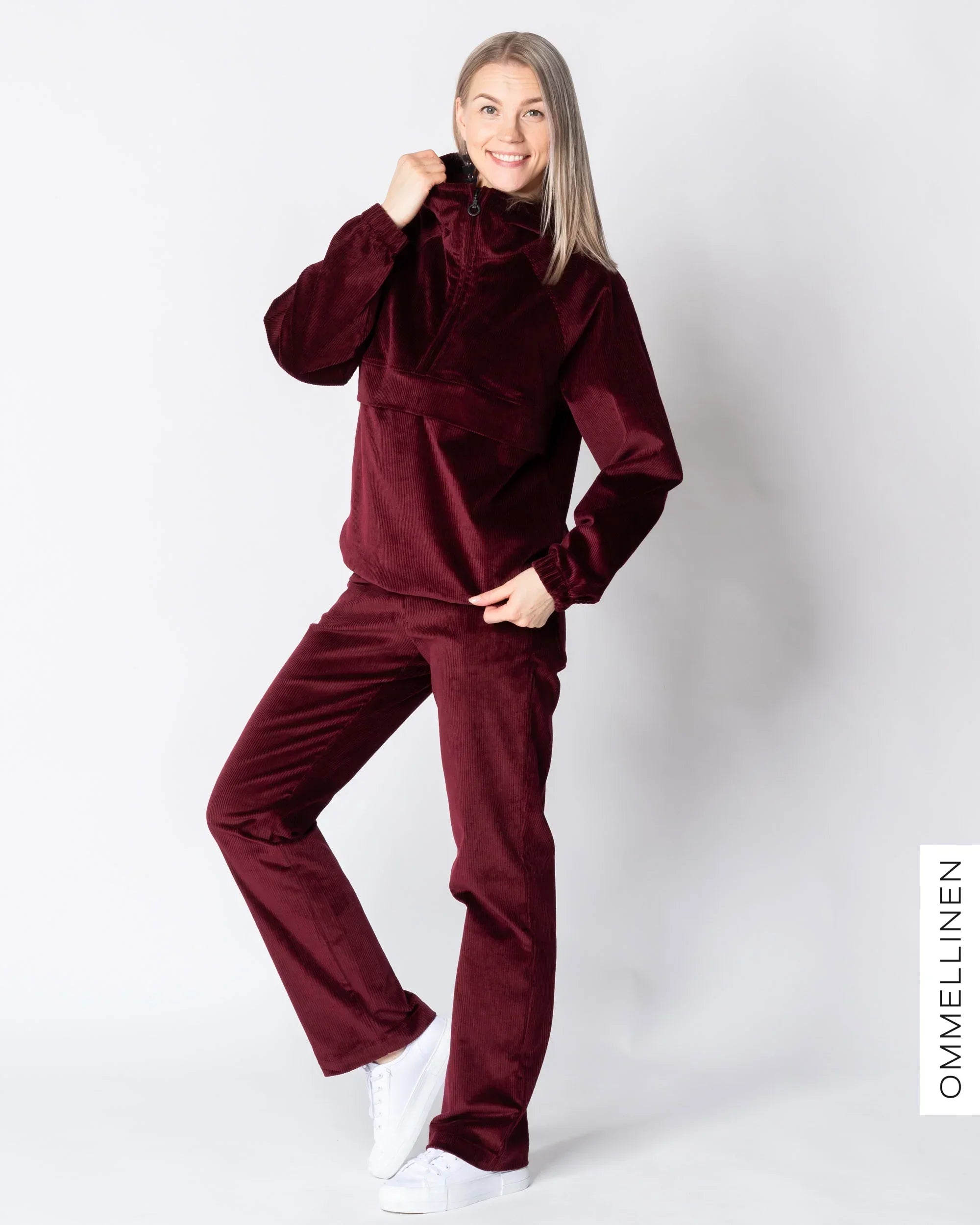 POCKET corduroy pants - NORMAL LENGTH, burgundy