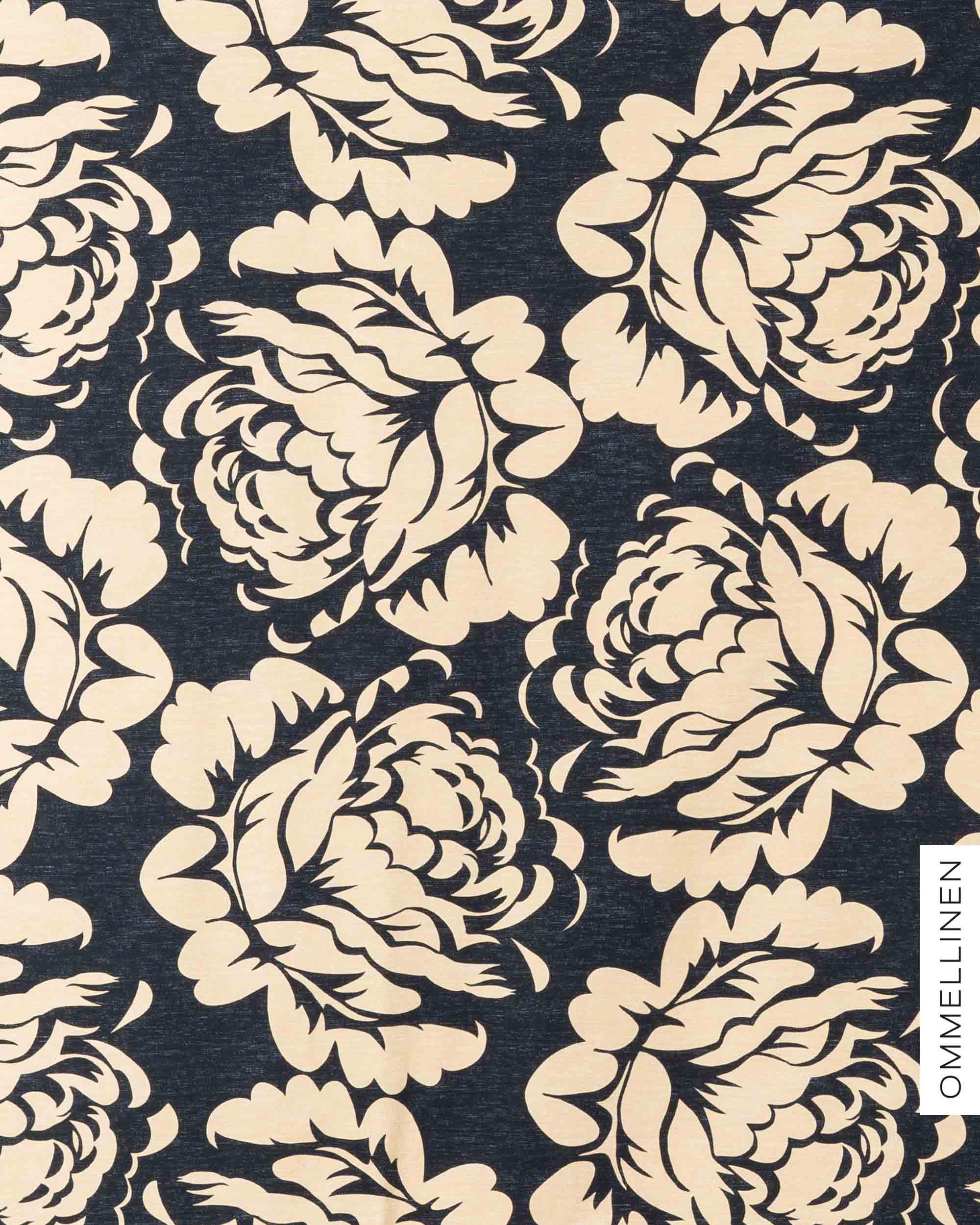 French terry, Babushka Roses Giant - black/sand