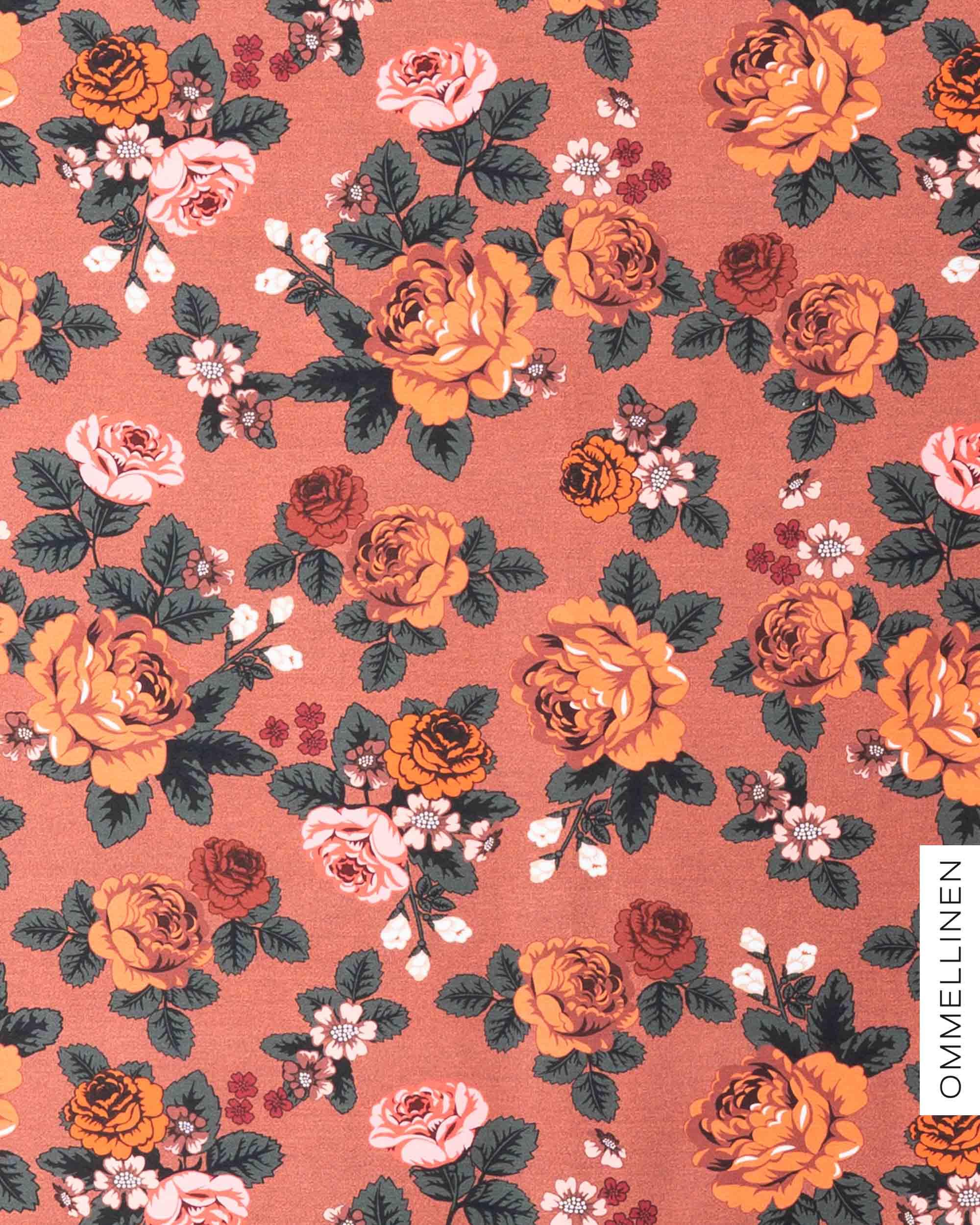 French terry, Babushka Roses - orange