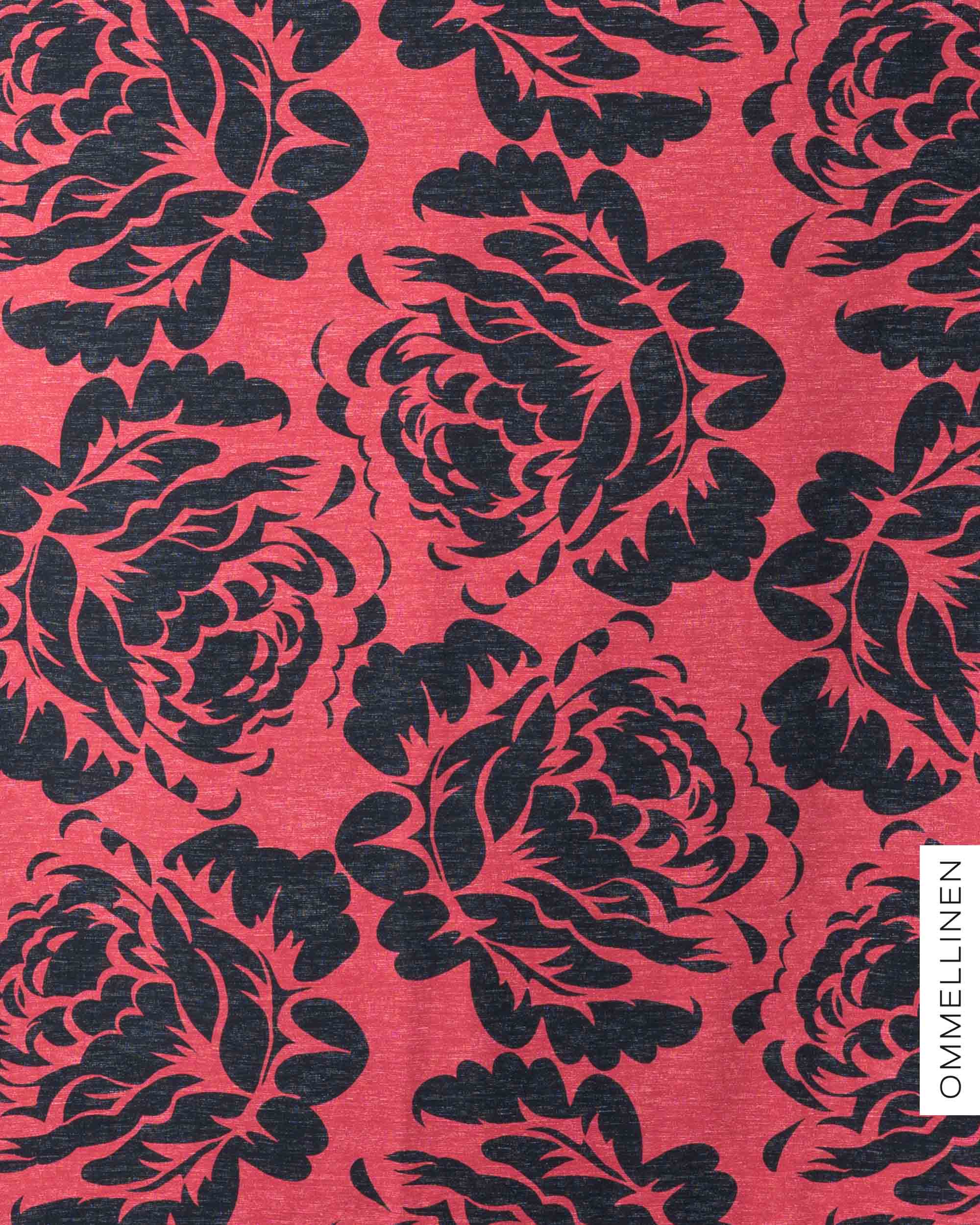 French terry - PRE-CUT, Babushka Roses Giant - red/black