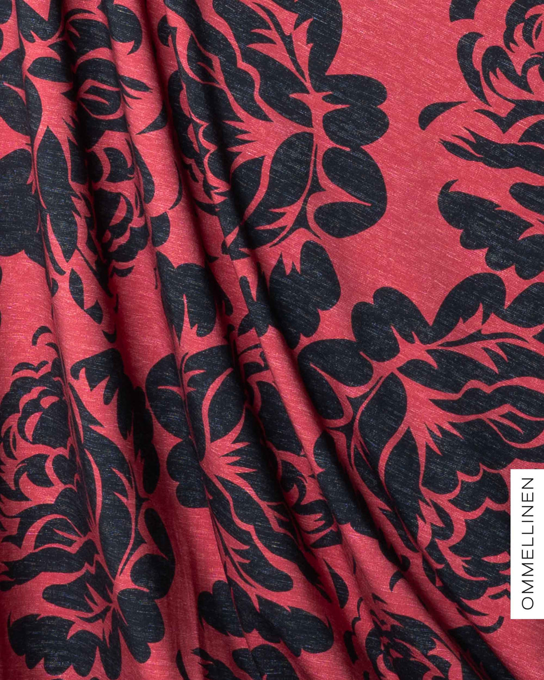 French terry - PRE-CUT, Babushka Roses Giant - red/black