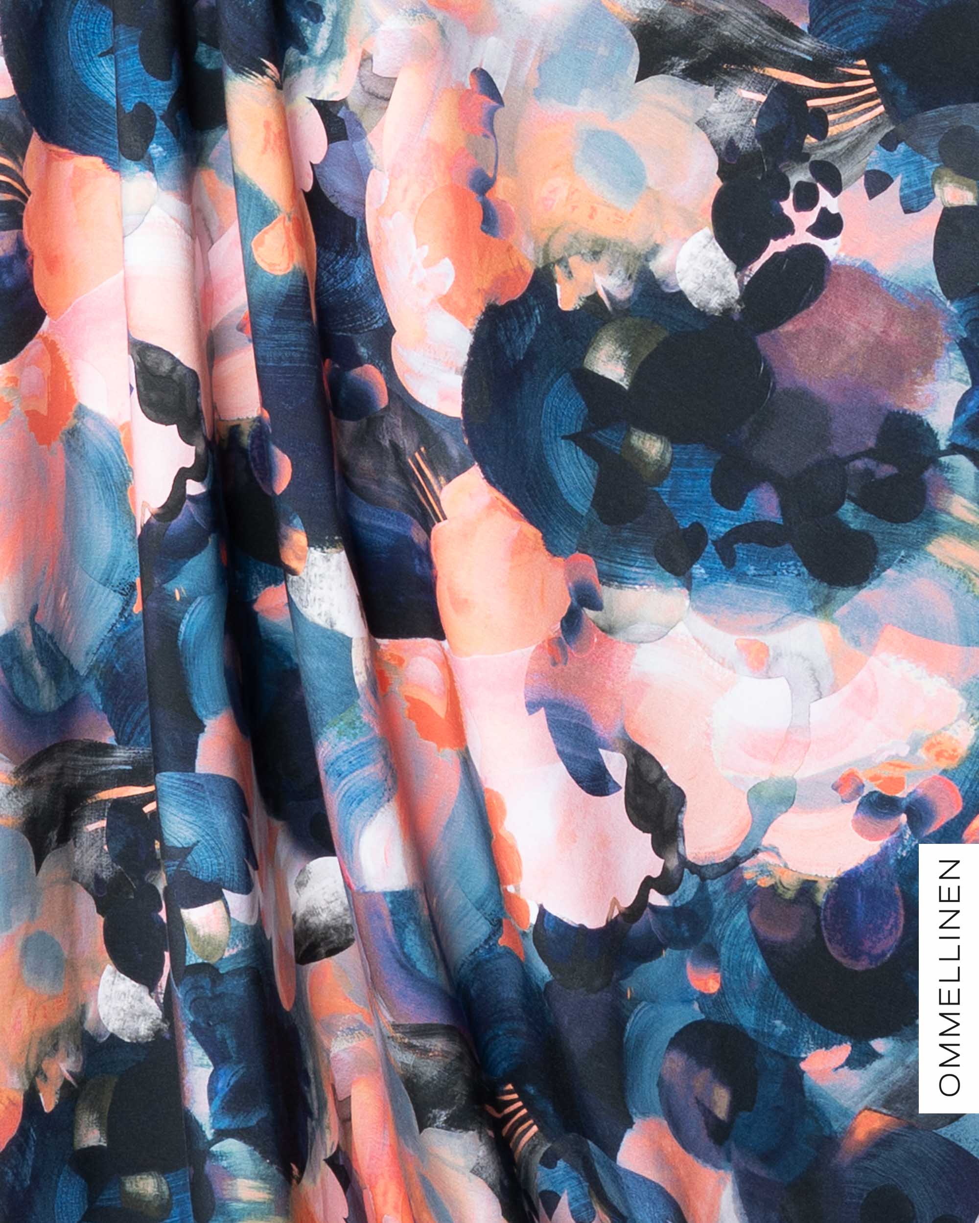 French terry, Hehku - blue/coral