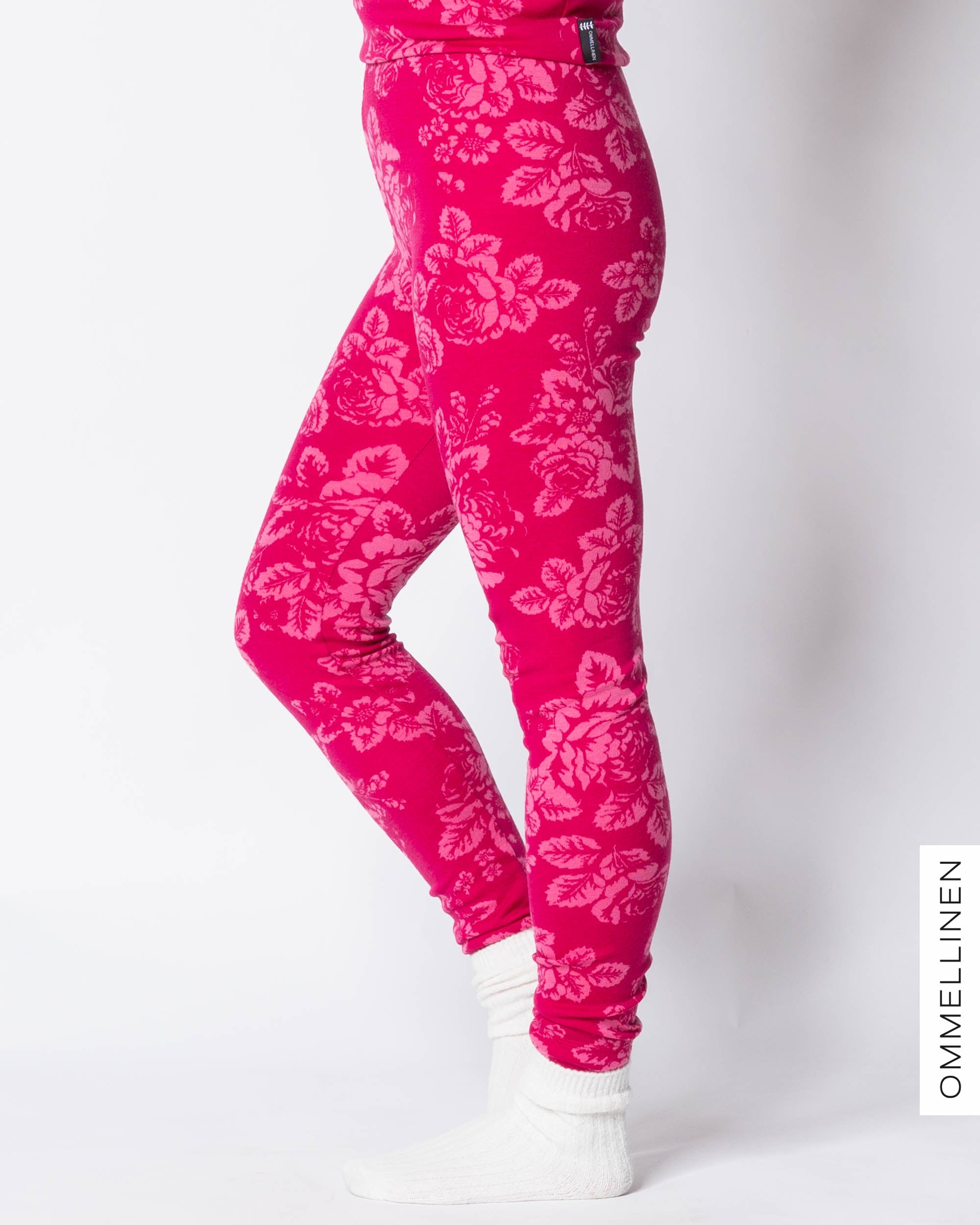 MERINO leggings, Babushka Roses - pink
