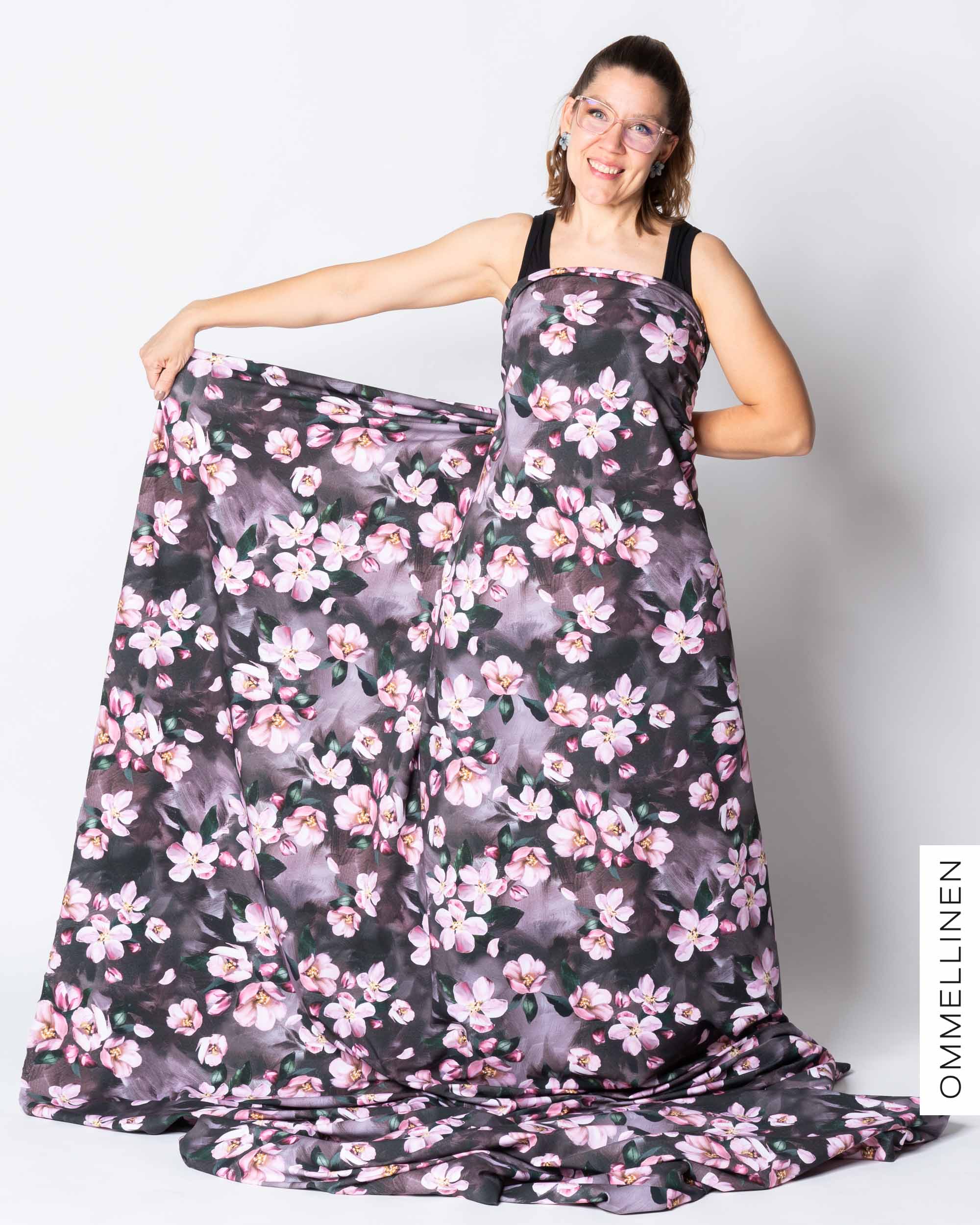 French terry, Omenankukkia - rose