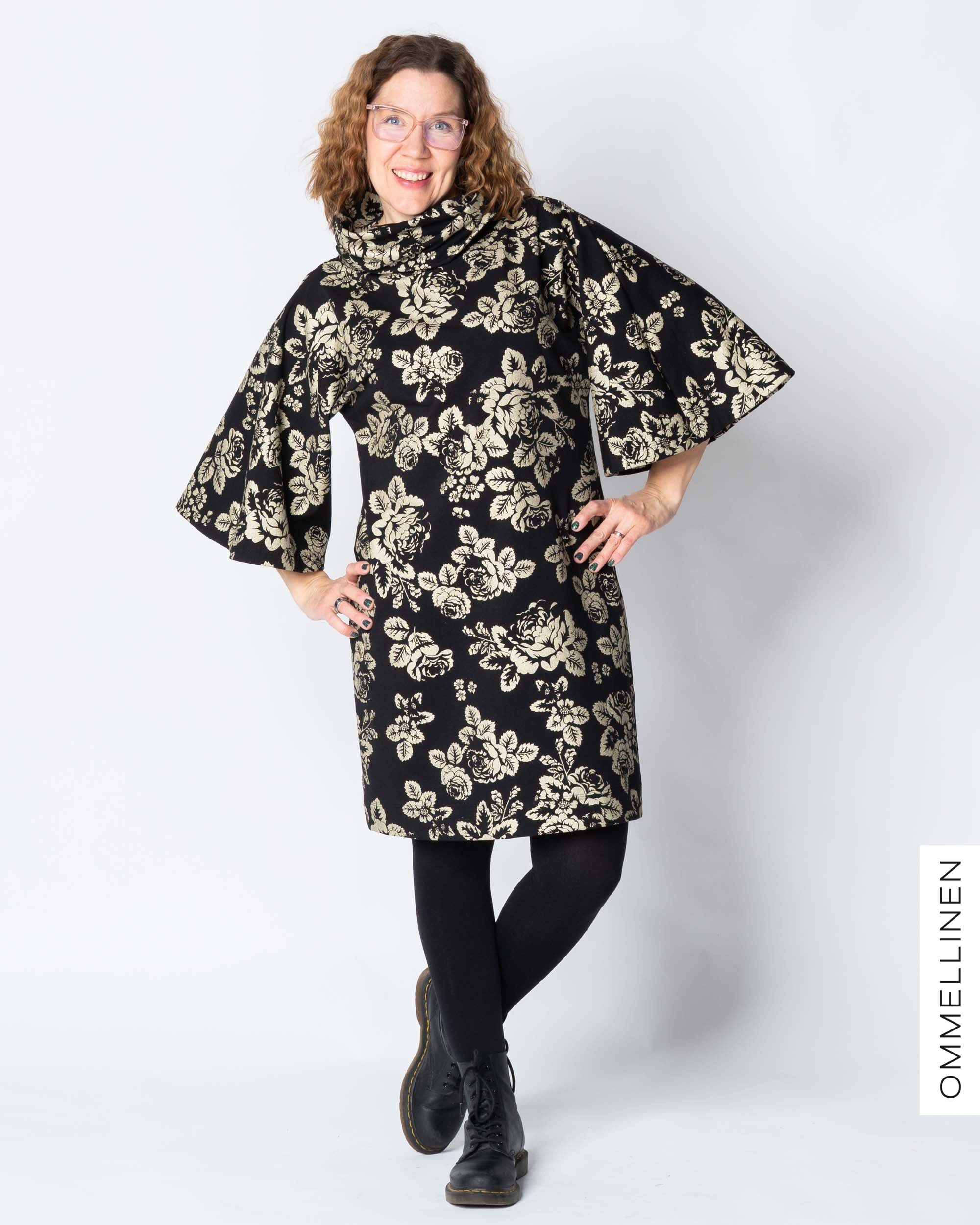 HULMU tunic, Babushka Roses - gold champagne