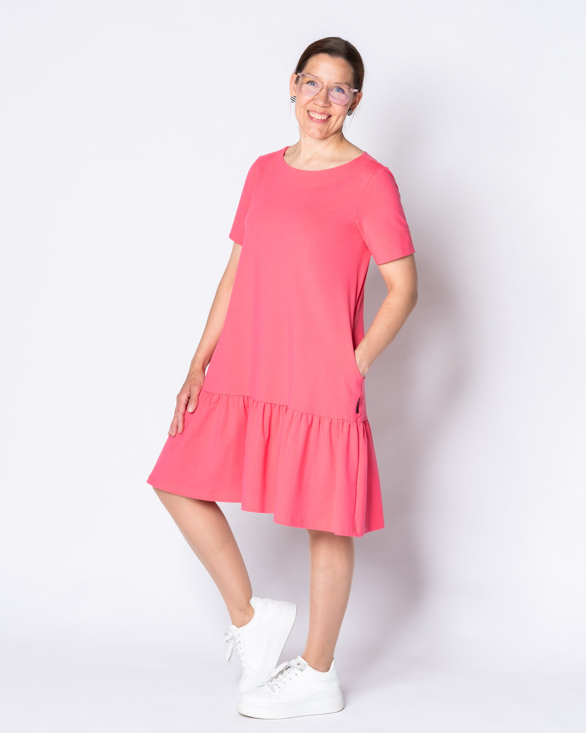 WHOOPS! FRILLA dress - short, coral - 3XL