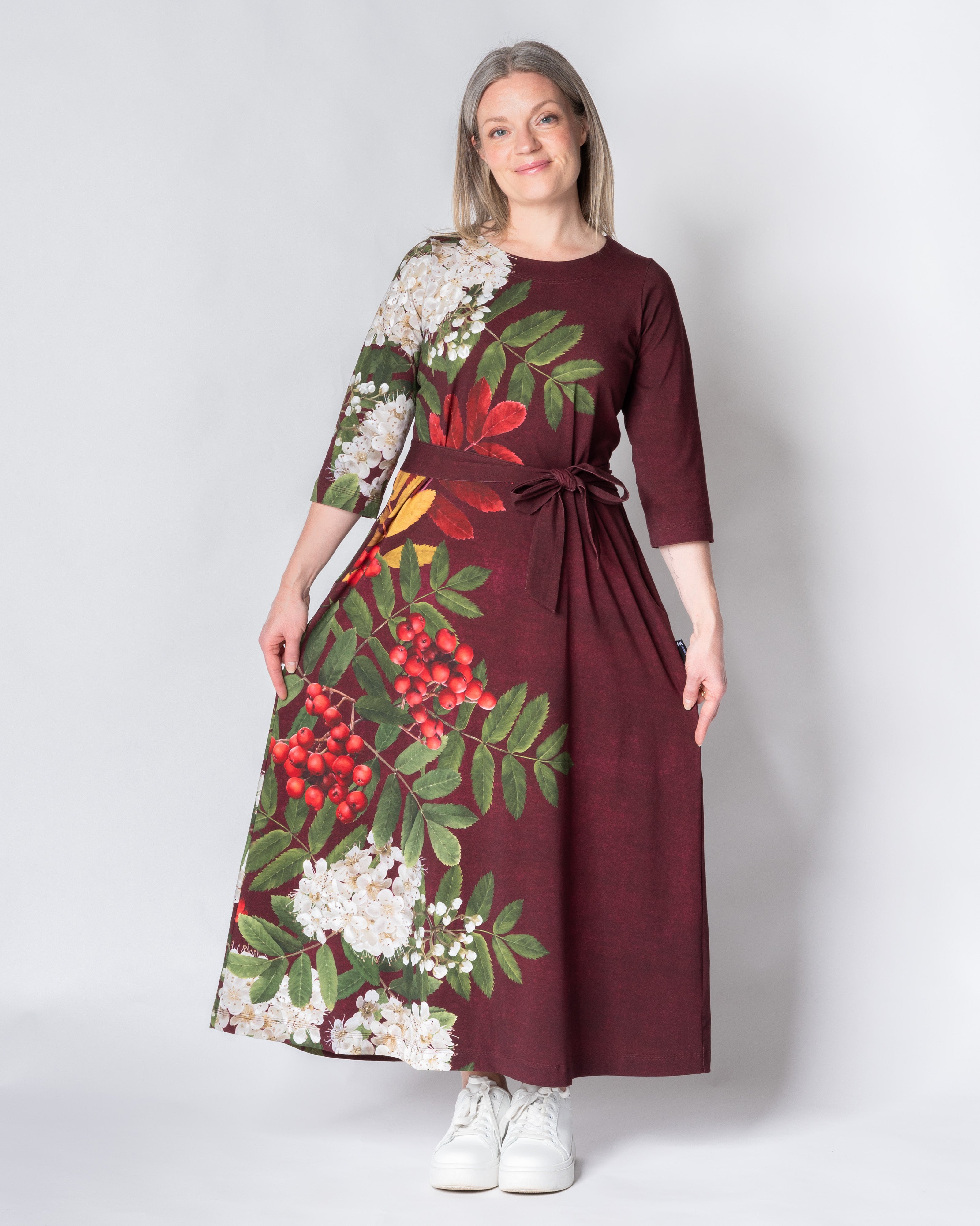 UNELMA dress, Giant pihlaja - deep wine