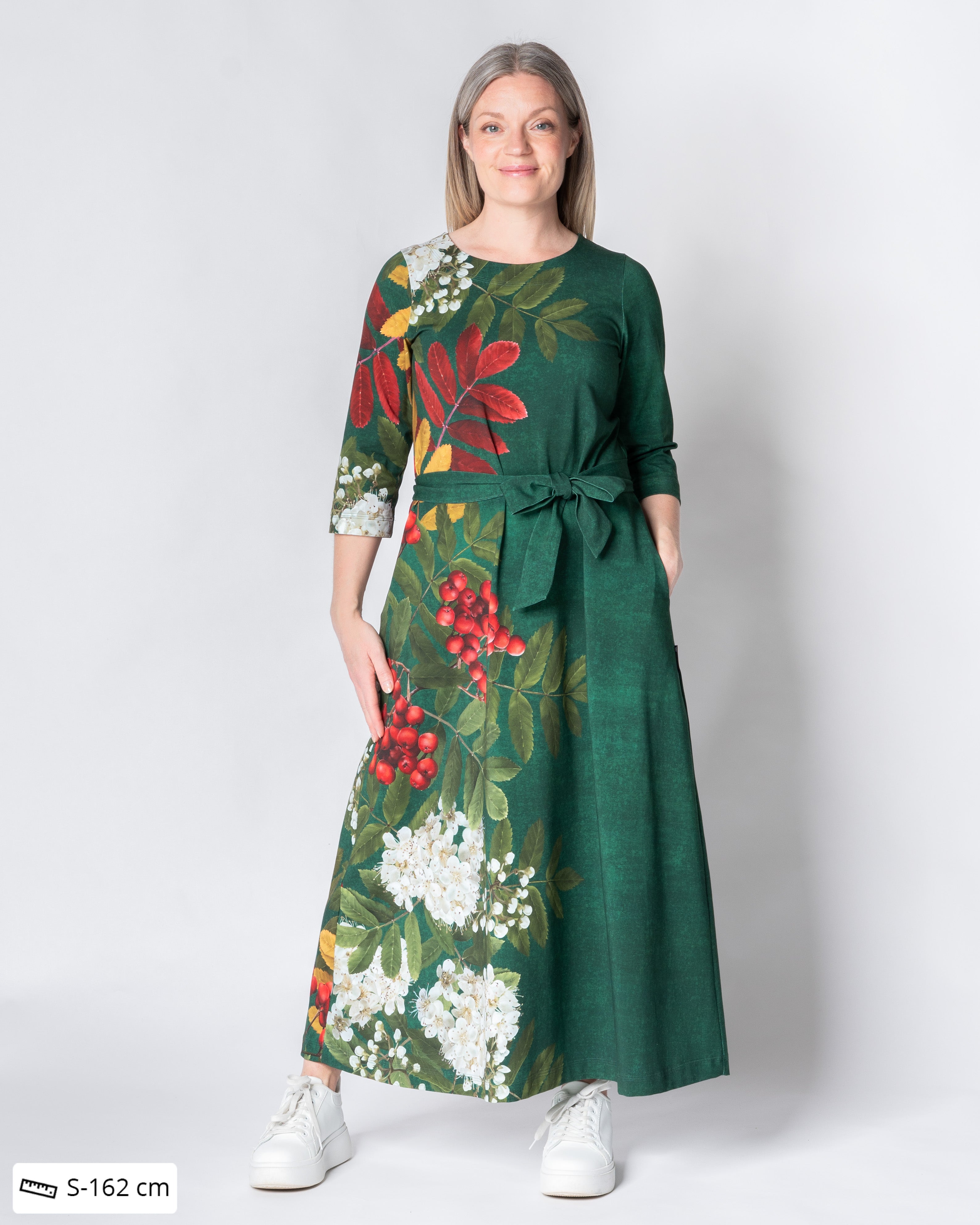 UNELMA dress, Giant pihlaja - emerald