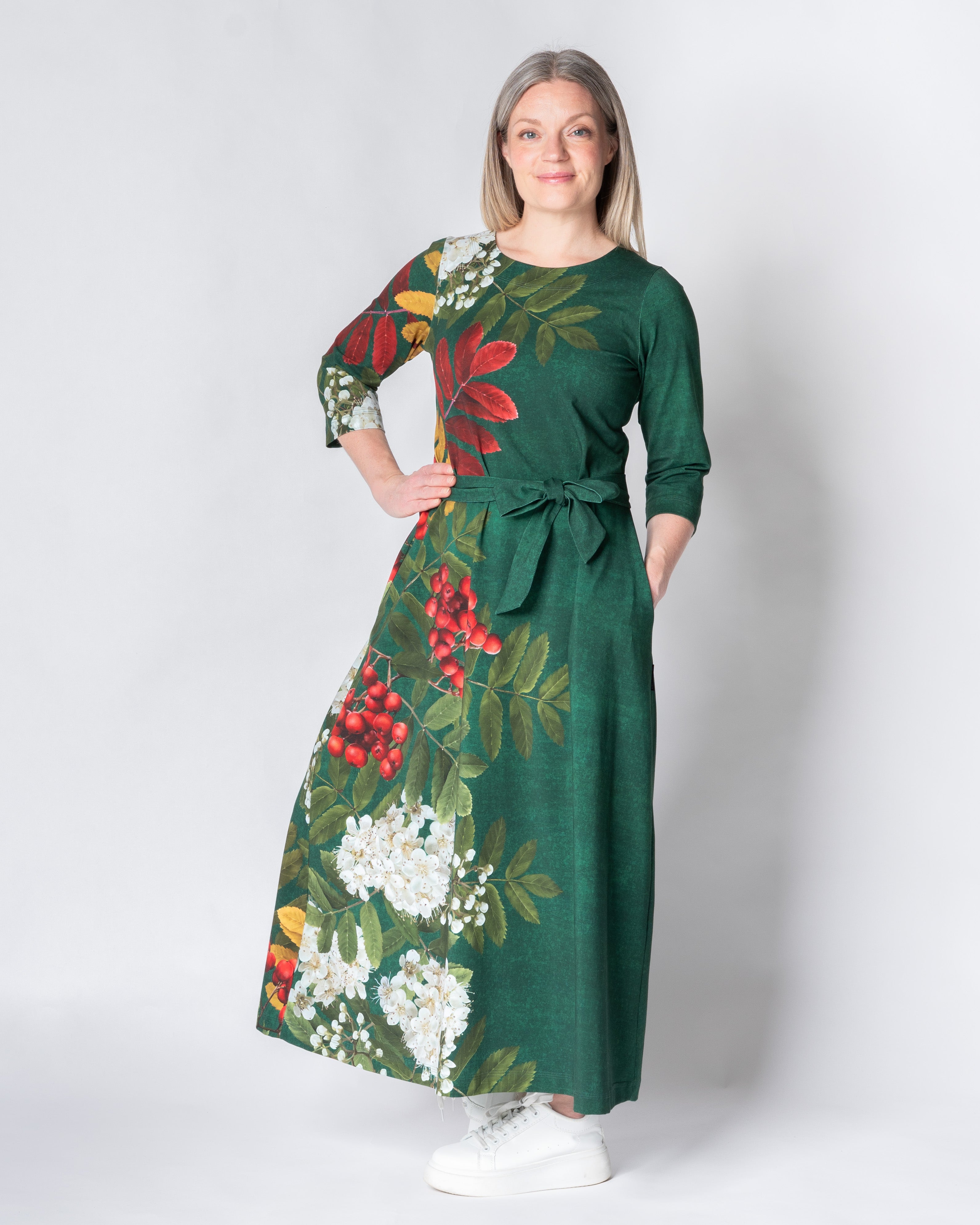 UNELMA dress, Giant pihlaja - emerald
