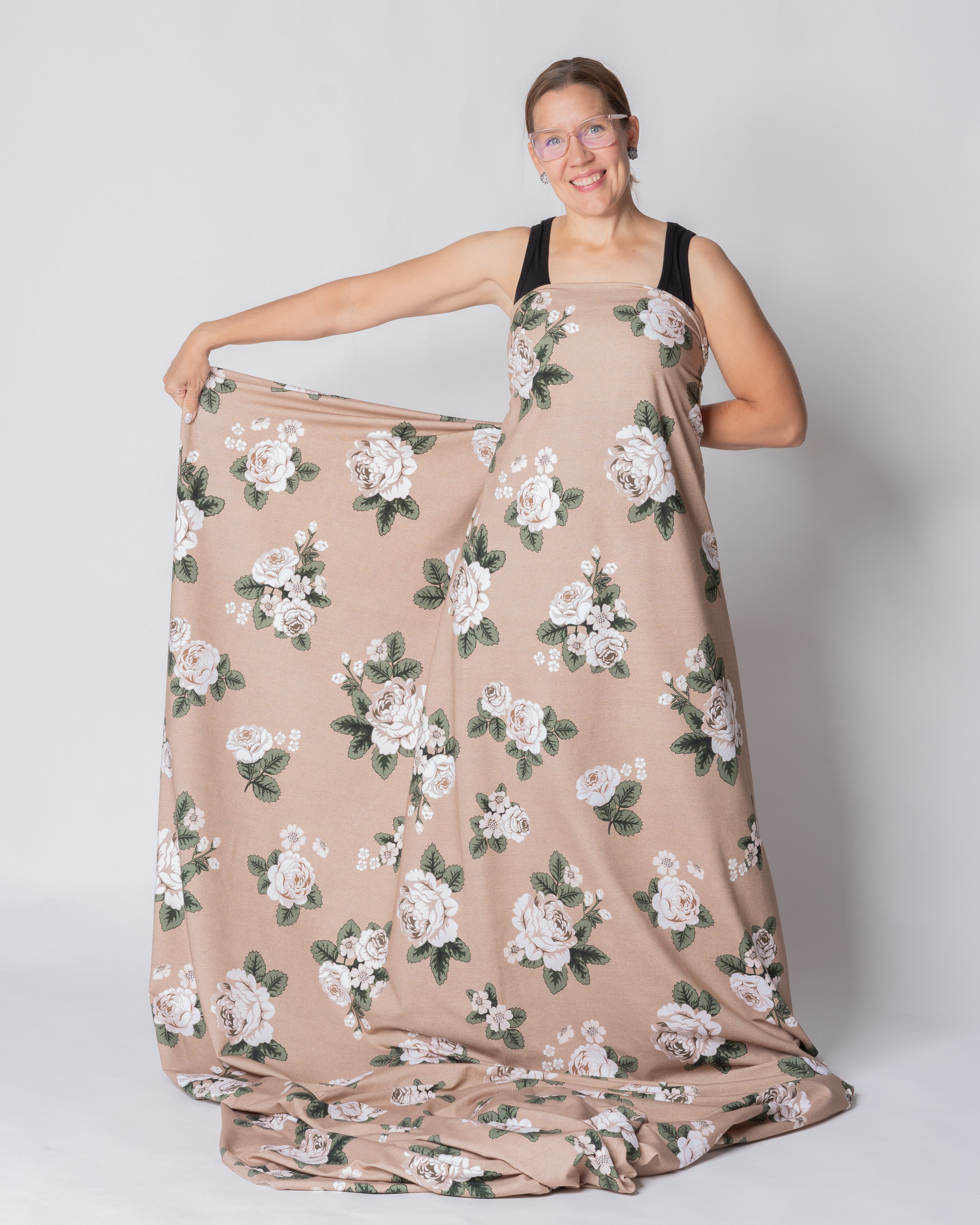 French terry, Babushka Roses - sand