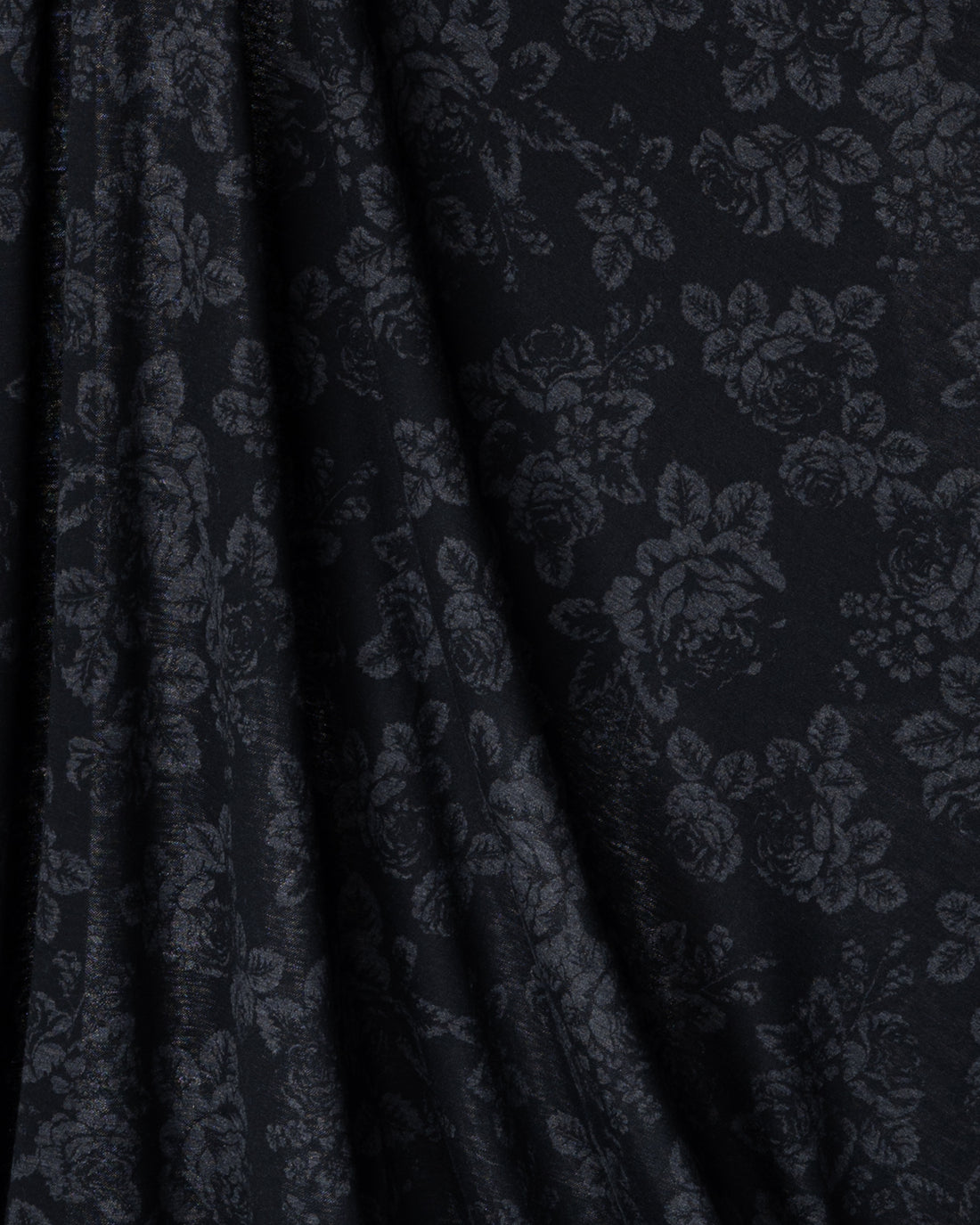 Merino wool, Babushka Roses - black/grey