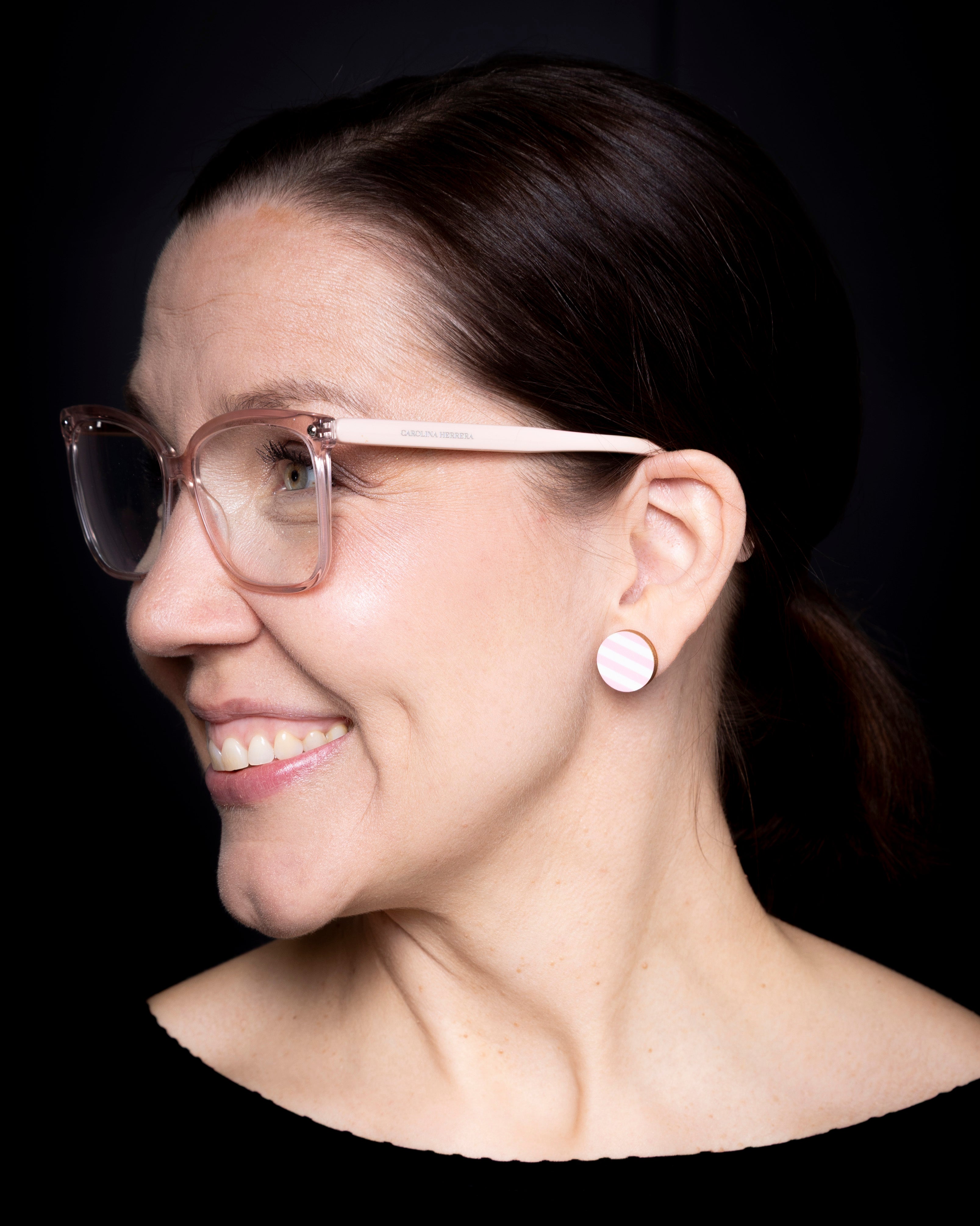 Earrings, Raita - light pink, button