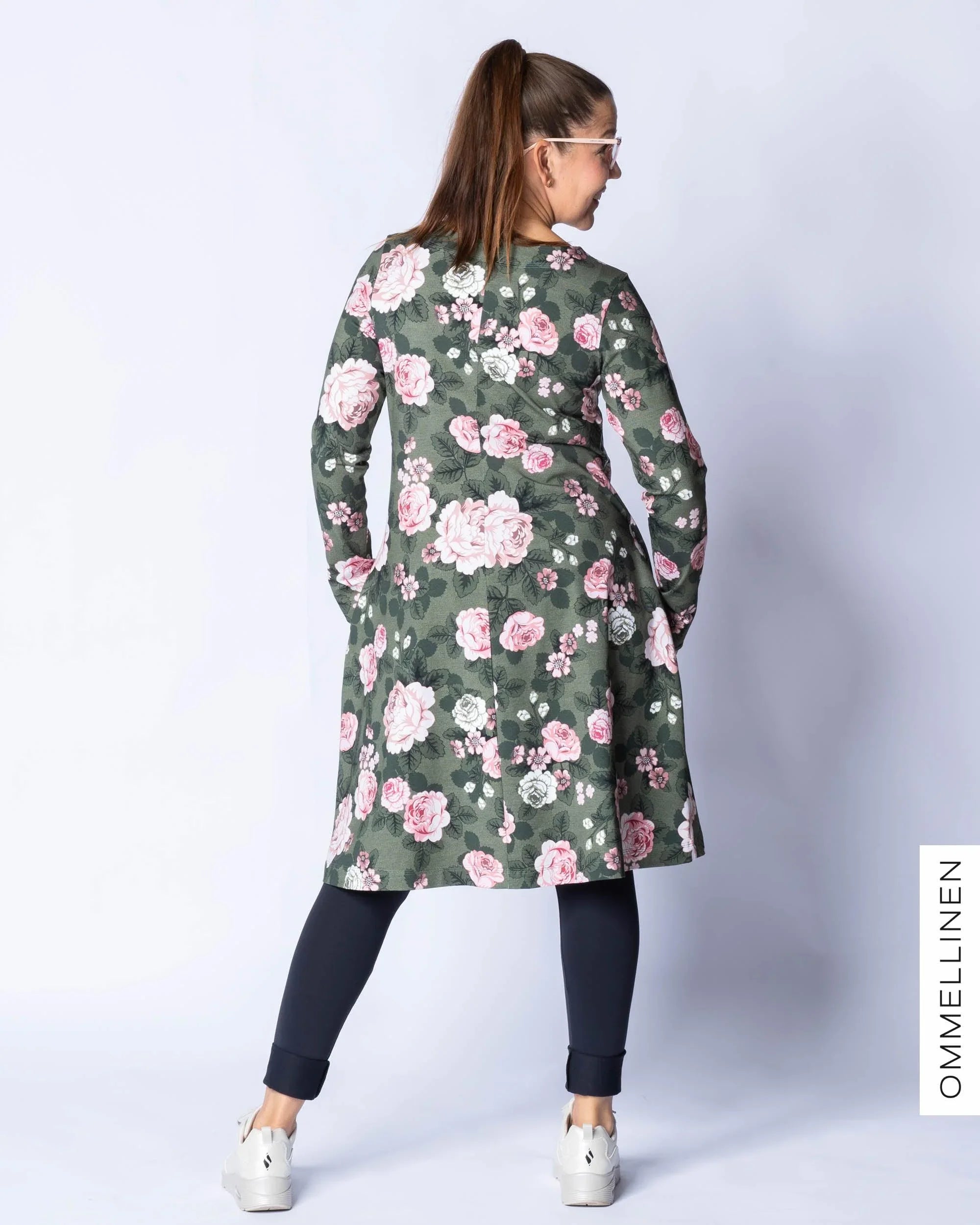 DRESS tunic, Babushka Roses - green/rose