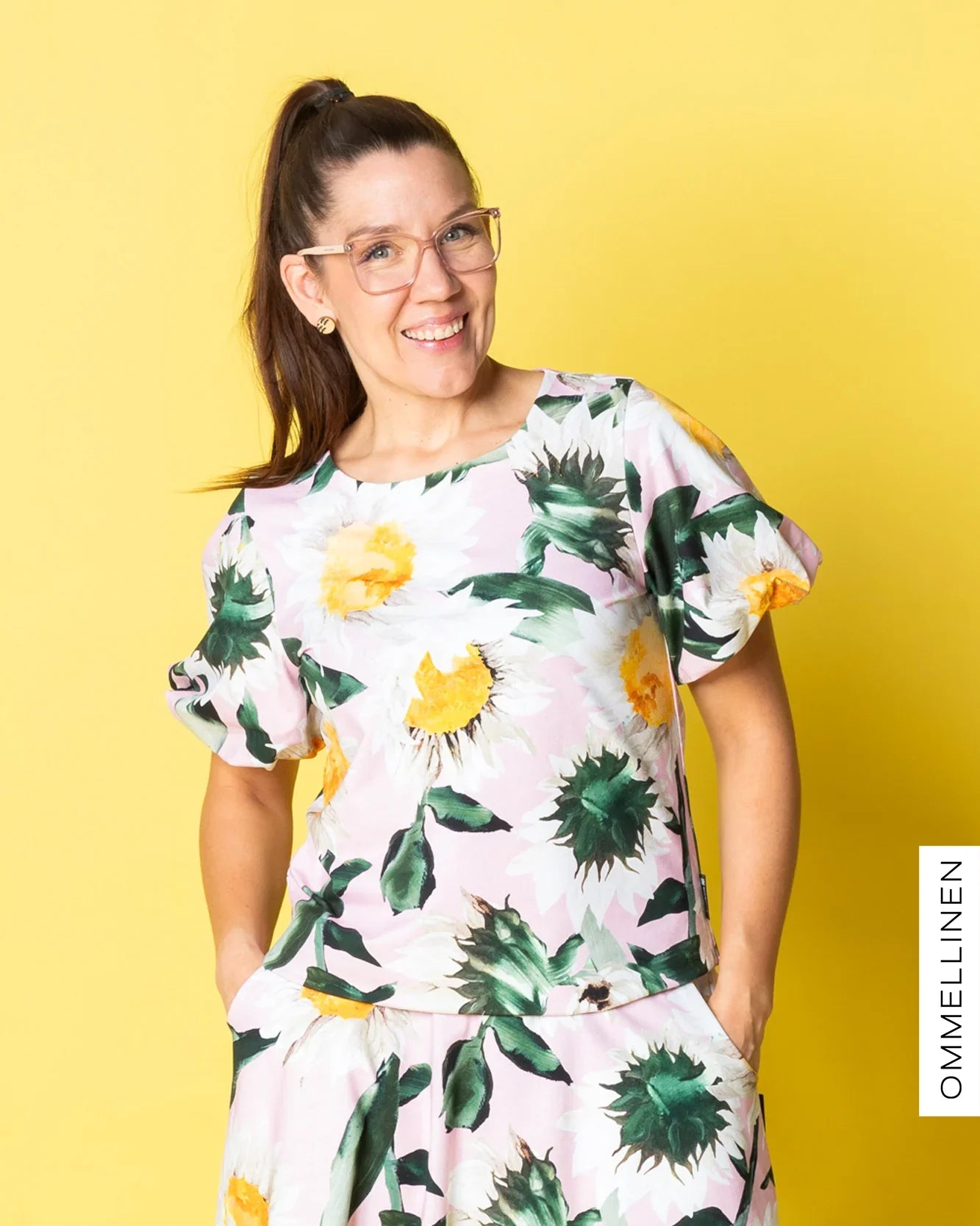 PUFFI t-shirt, Auringonkukka - light pink