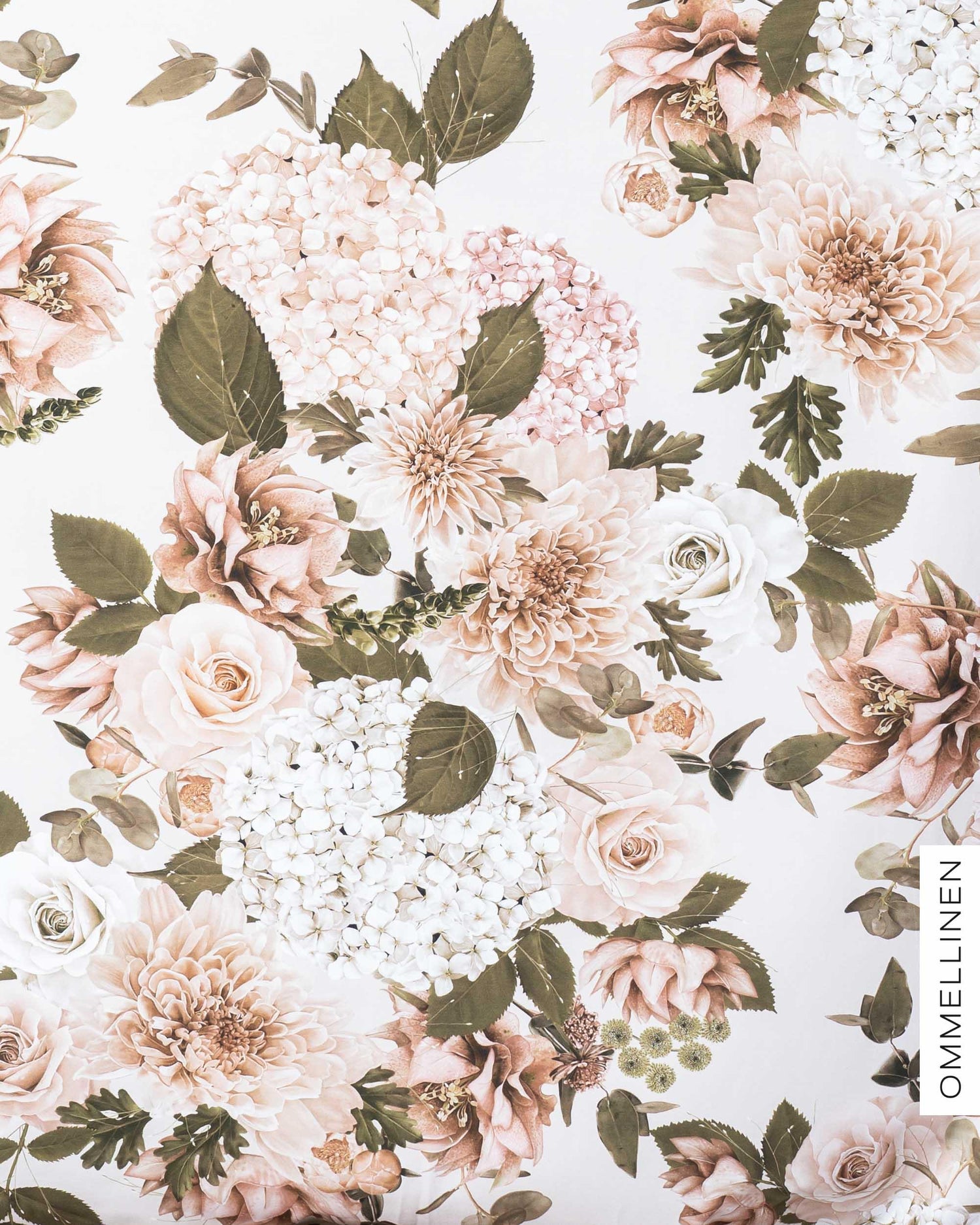 Digitrikoo, Kukkakimppu - vaalea/seepia - Ommellinen