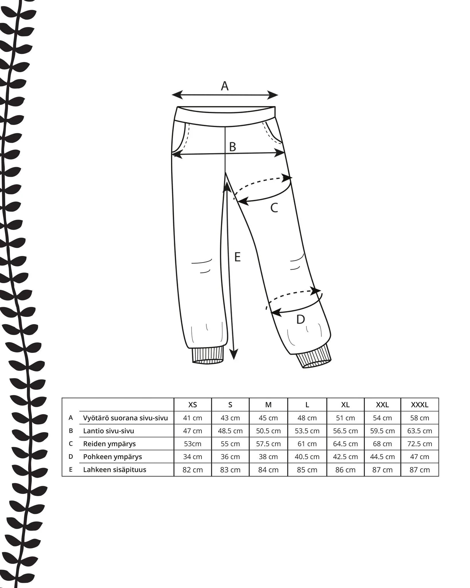 Kaava - collarihousut - Ommellinen