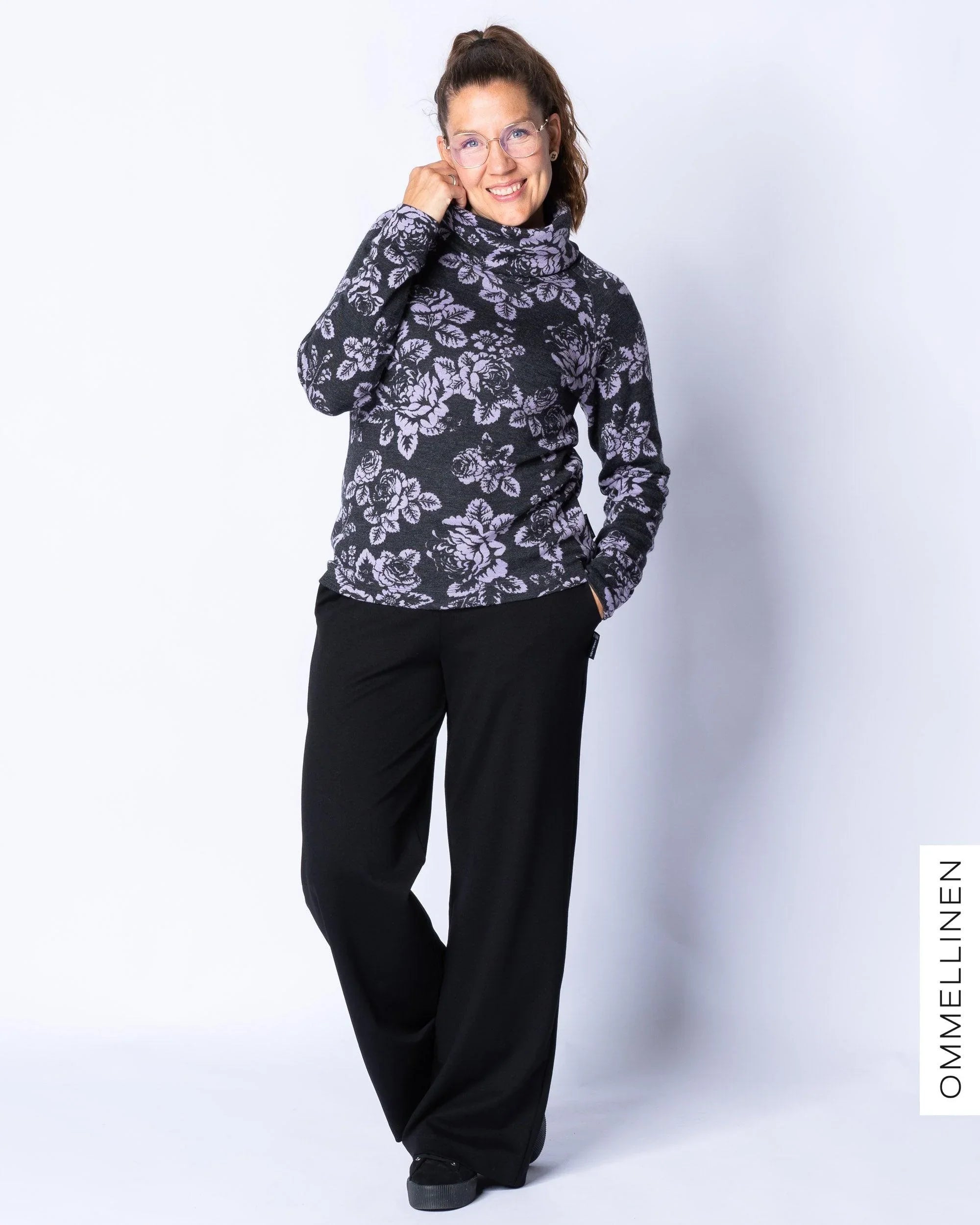 Villapoolo, Babushka Roses - harmaa/lila - Ommellinen