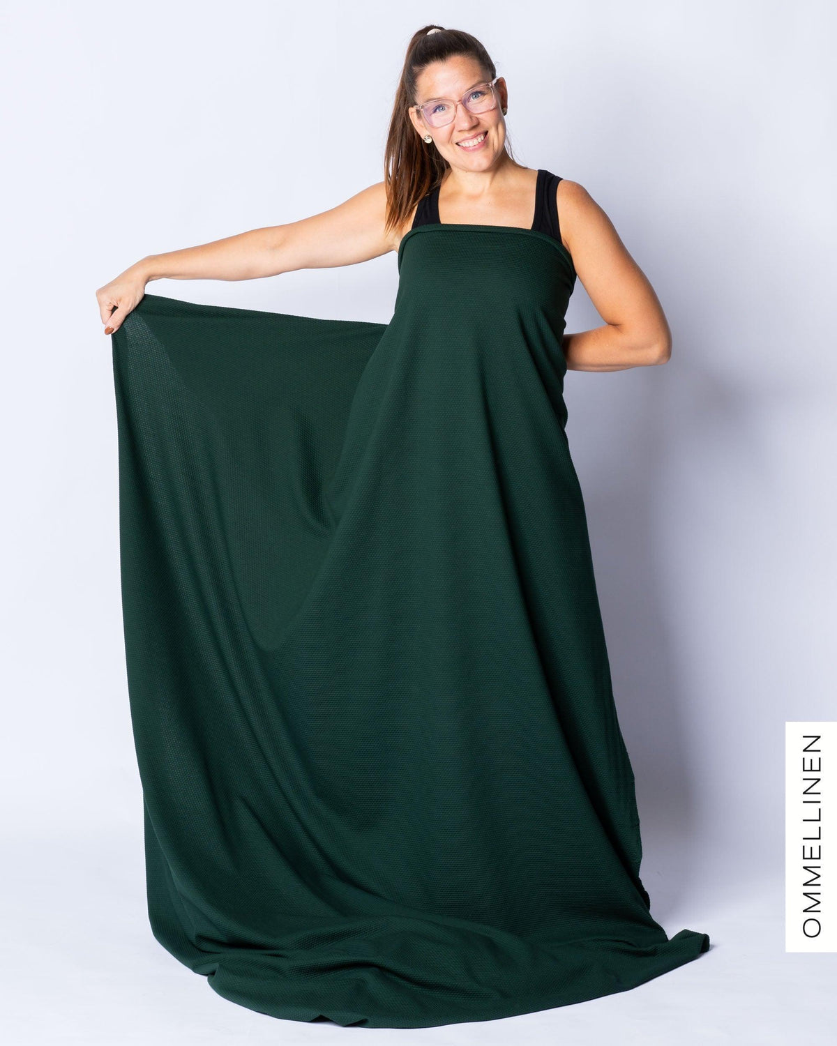 Organic cotton knit, Embossed - deep green