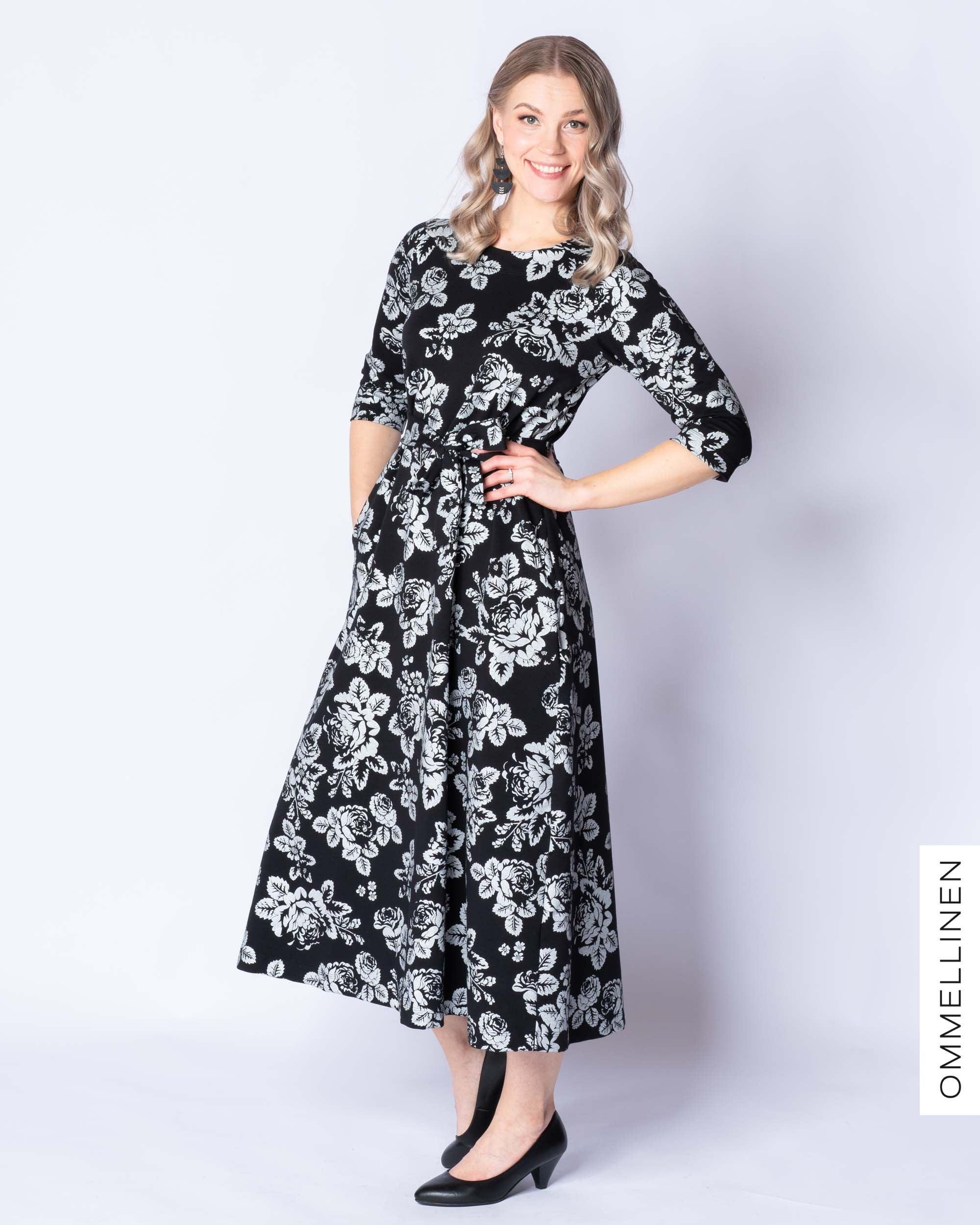 UNELMA dress, Babushka Roses - silver