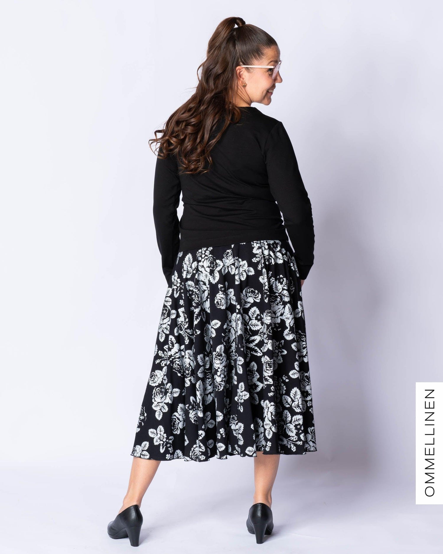 GLITTER skirt, Babushka Roses - silver