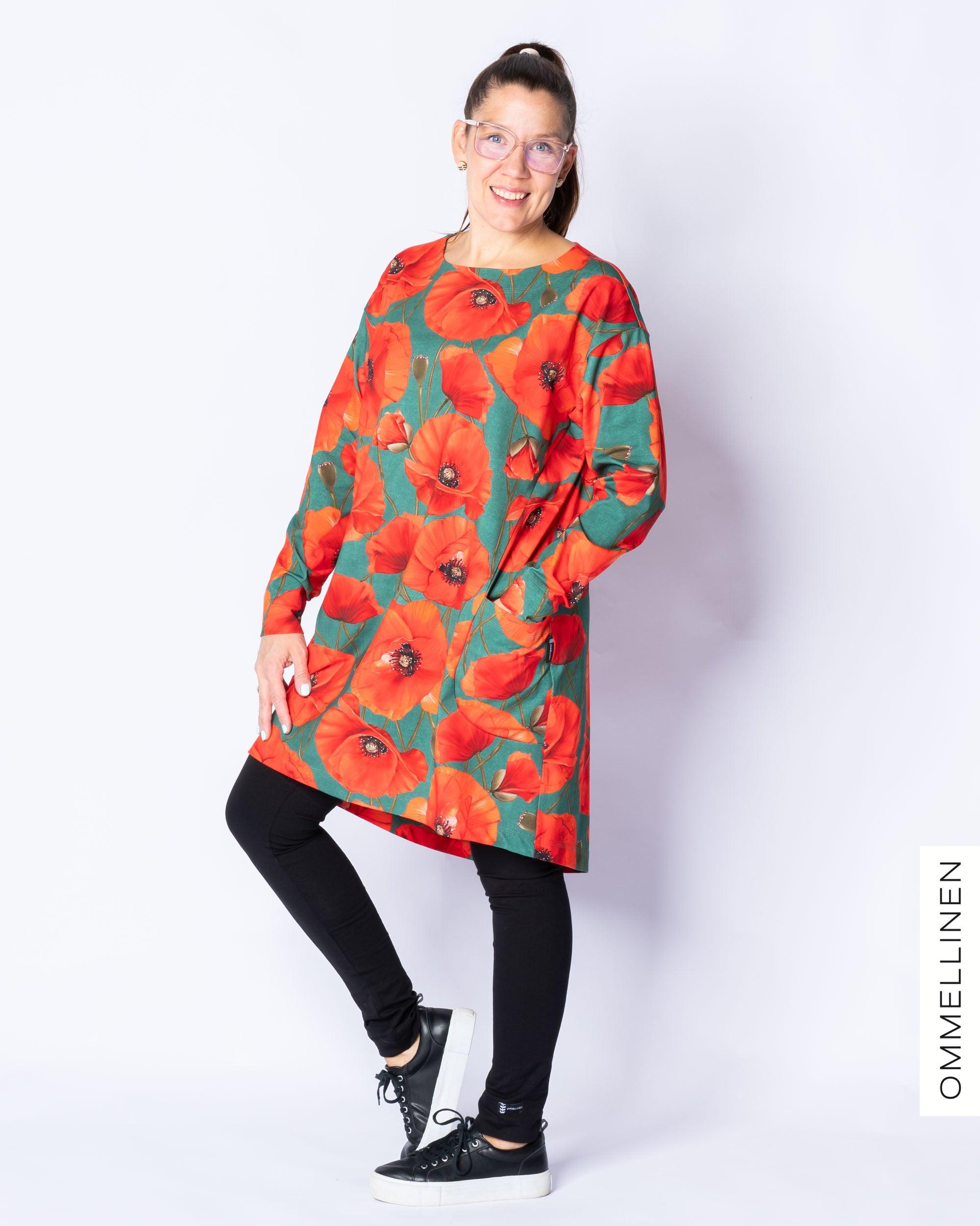 POCKET tunic, Yökukka - turquoise/red