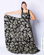 Glitter printed french terry - PRE-CUT, Babushka Roses - gold champagne