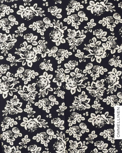 Glitter printed french terry - PRE-CUT, Babushka Roses - gold champagne