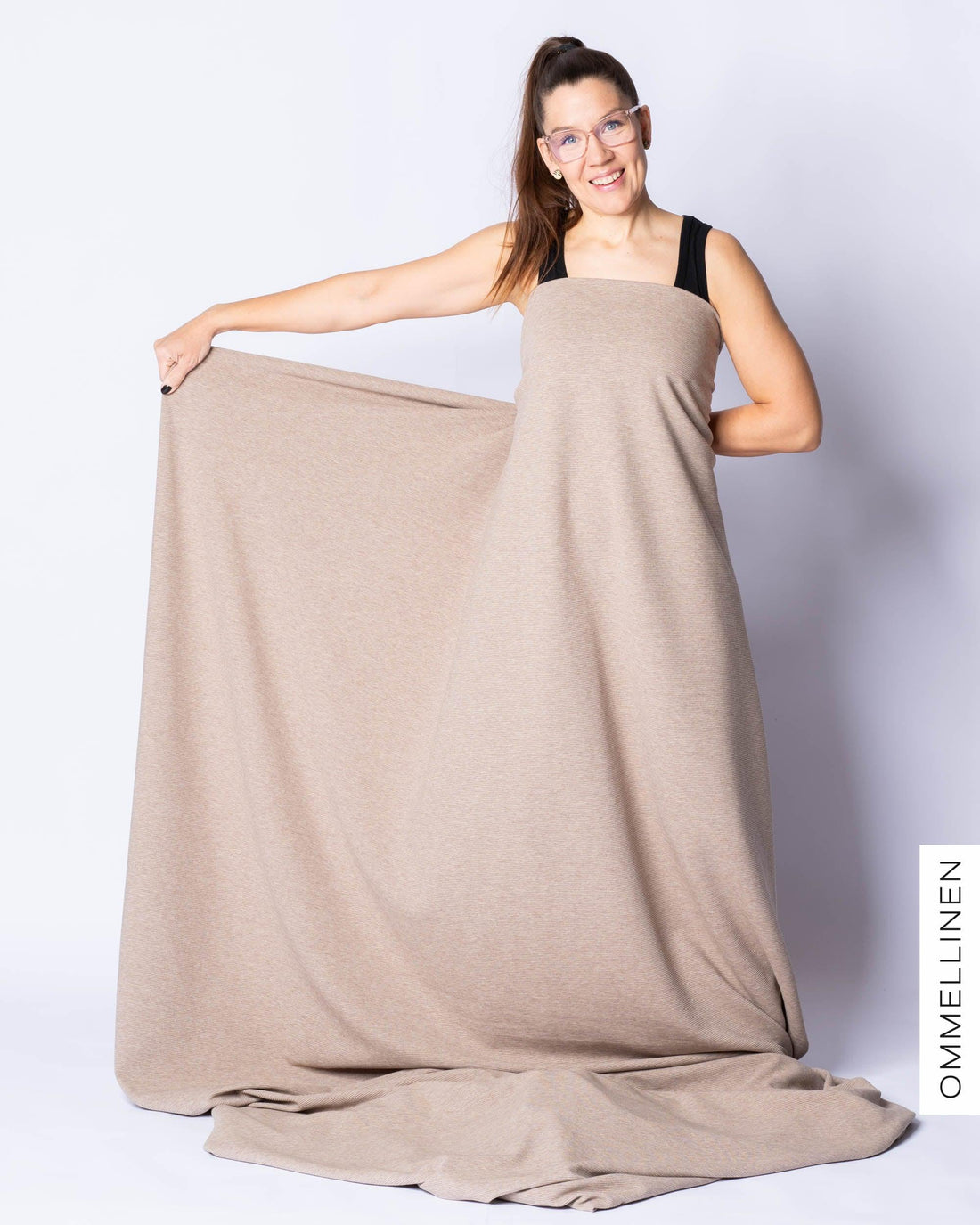 Ottoman - cotton knit - PRE-CUT, melange sand