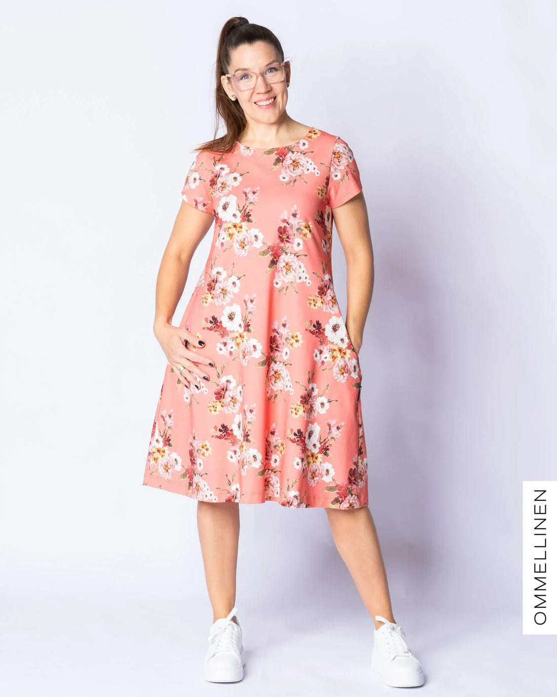 DRESS tunic - short sleeve, Vieno - coral