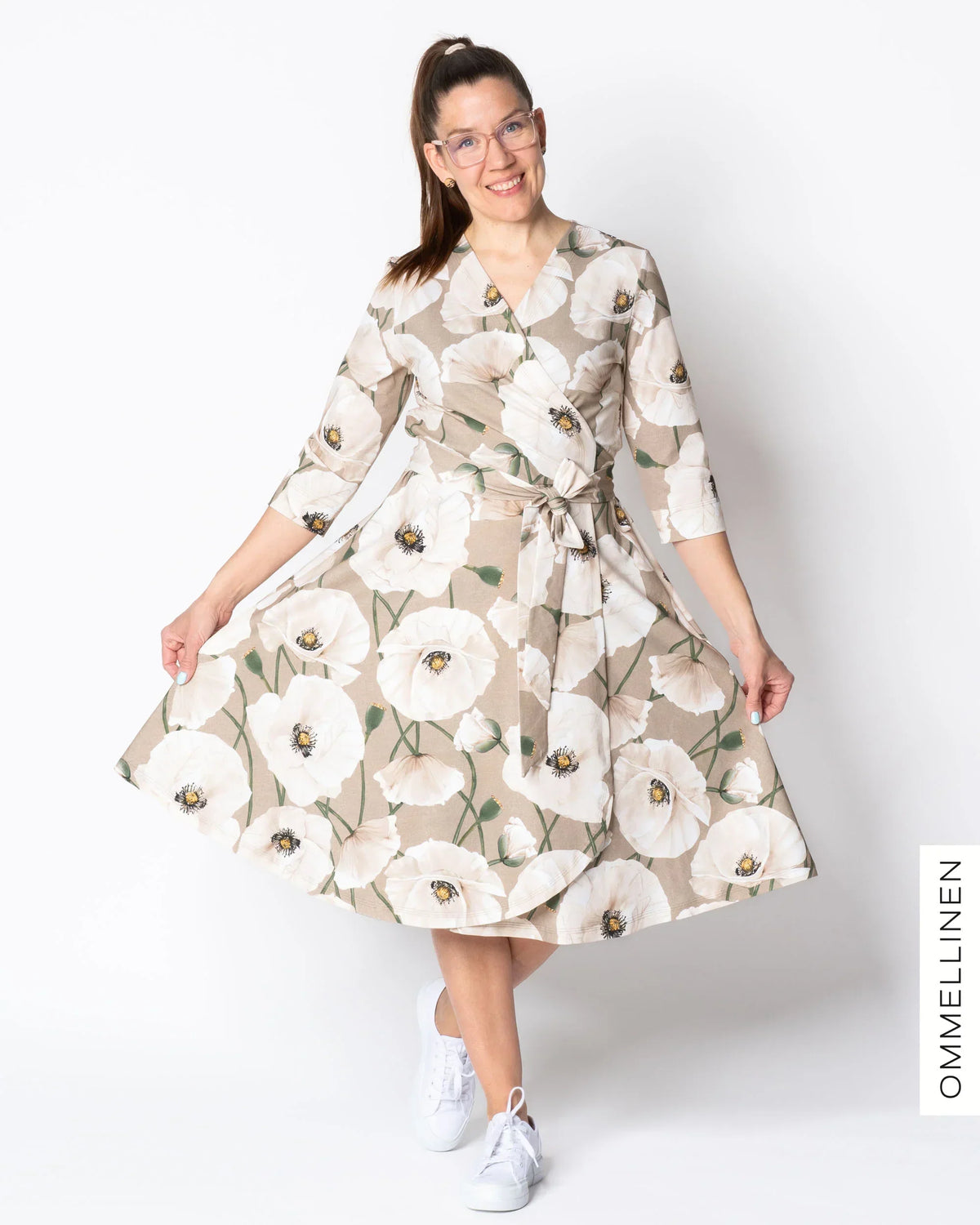 WRAP dress, Yökukka - sand/off-white