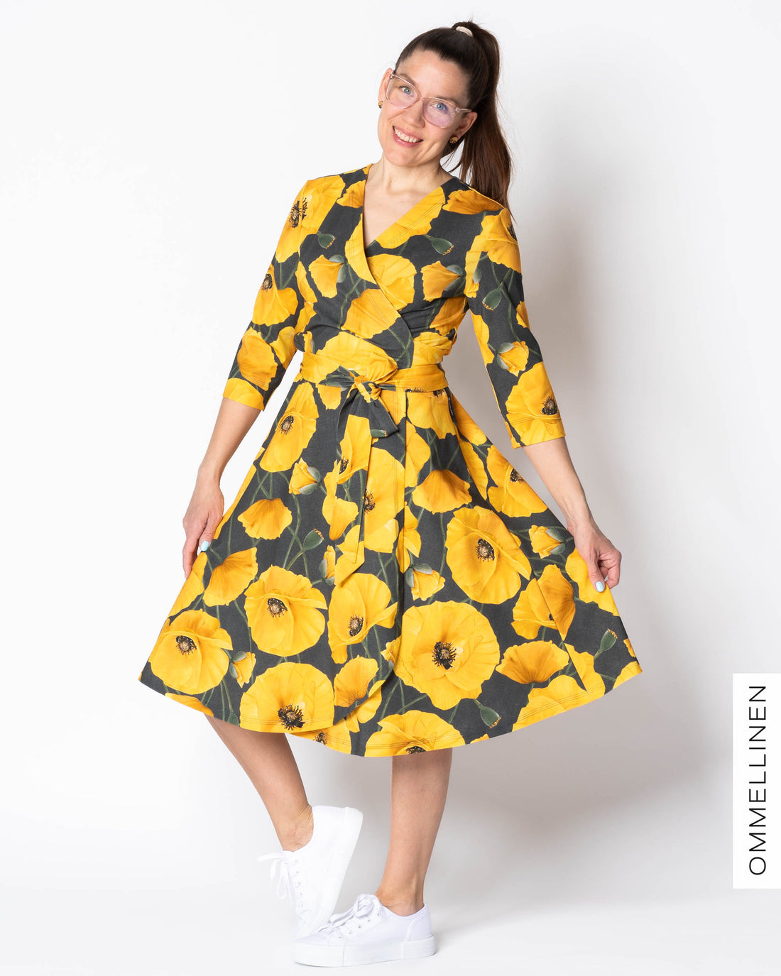 WHOOPS! WRAP dress, Yökukka - grey/yellow - XL