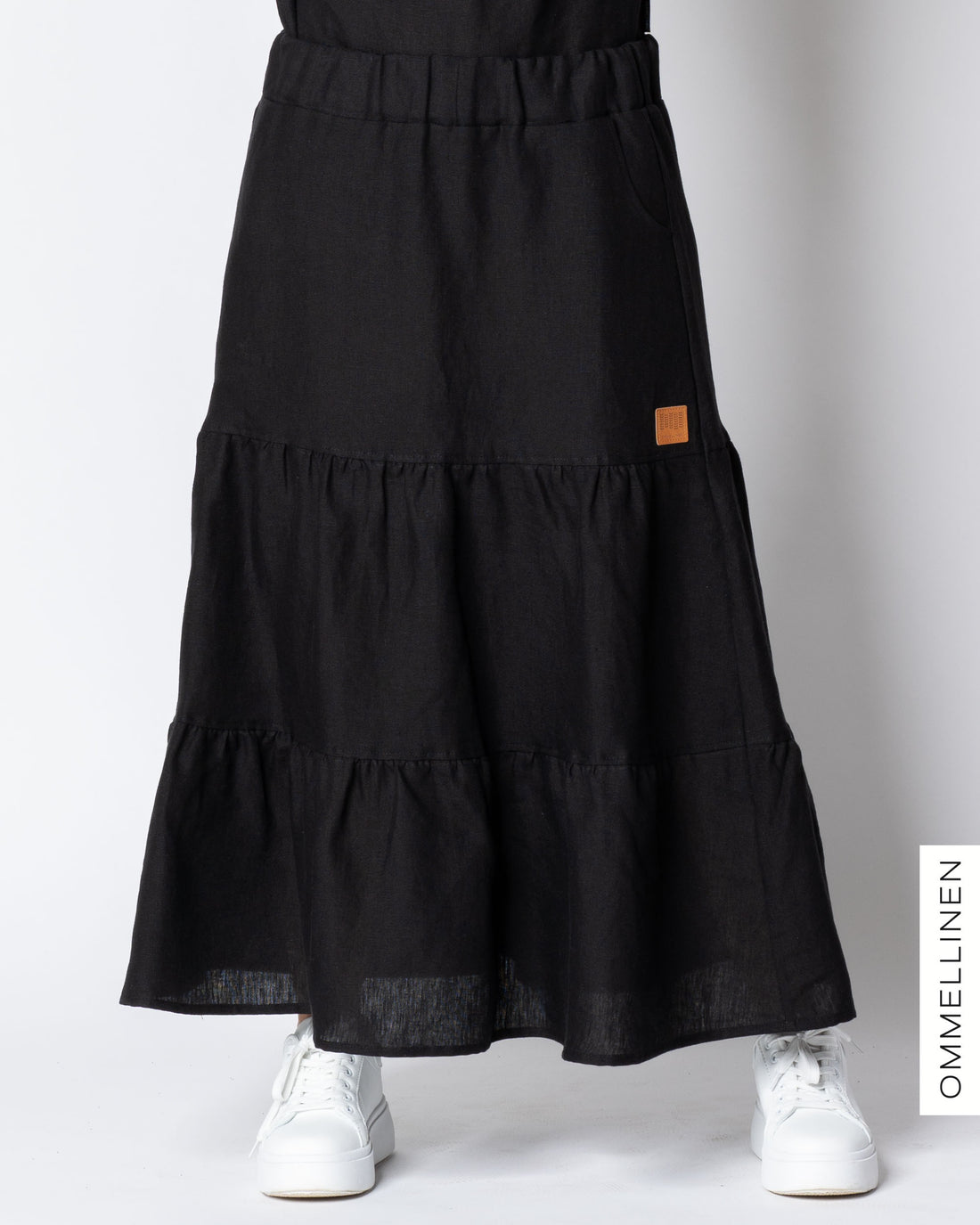 LINEN skirt, black