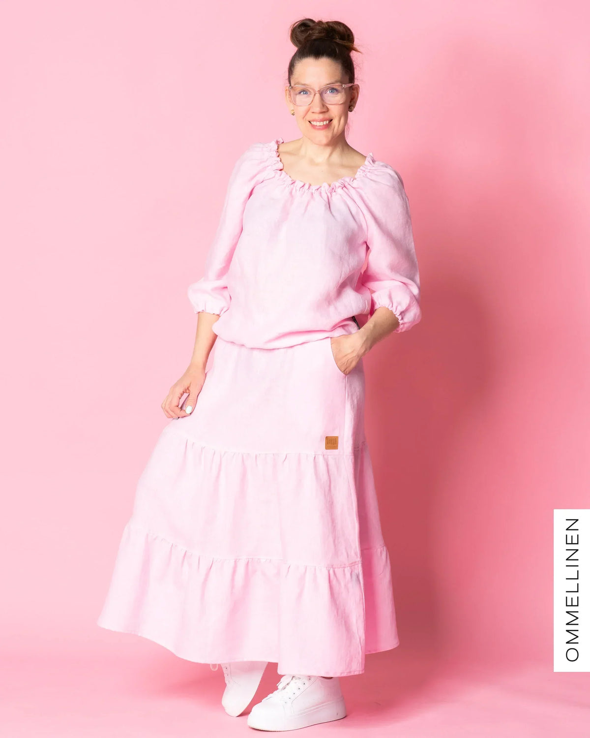 LINEN skirt, light pink