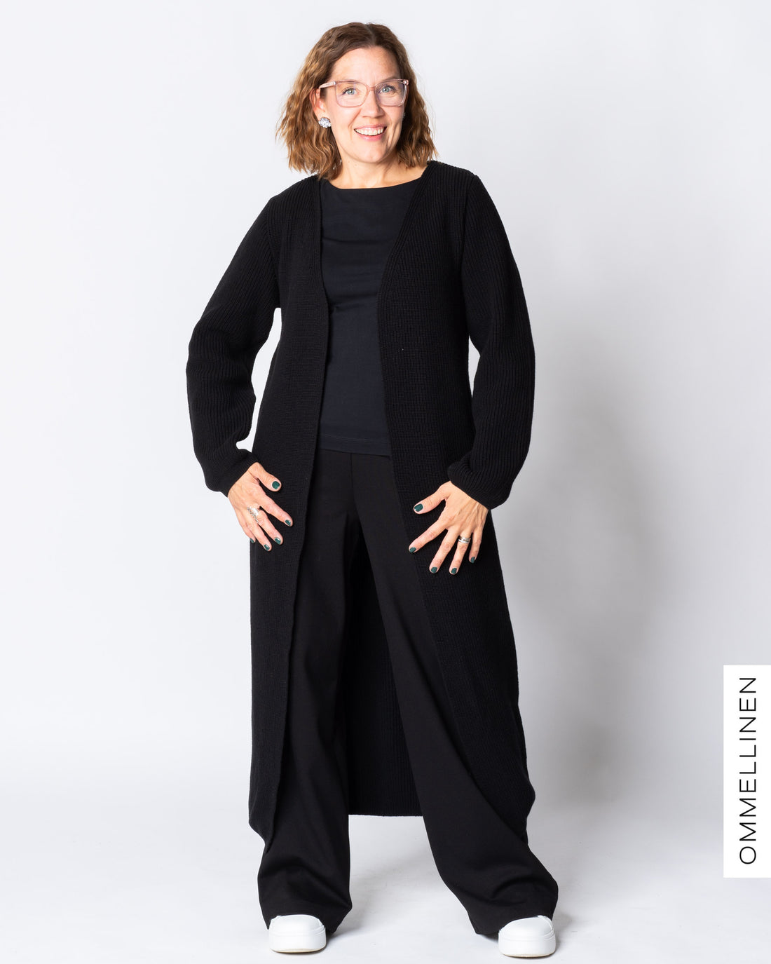 MAXI cardigan - merino wool, black