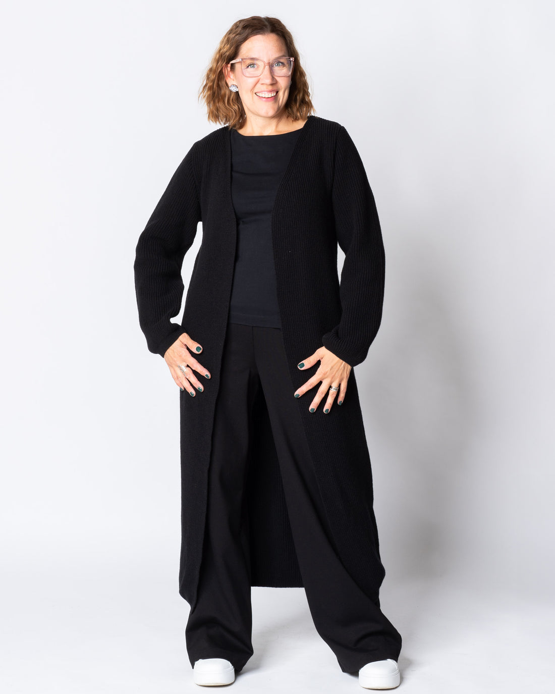 MAXI cardigan - merino wool, black