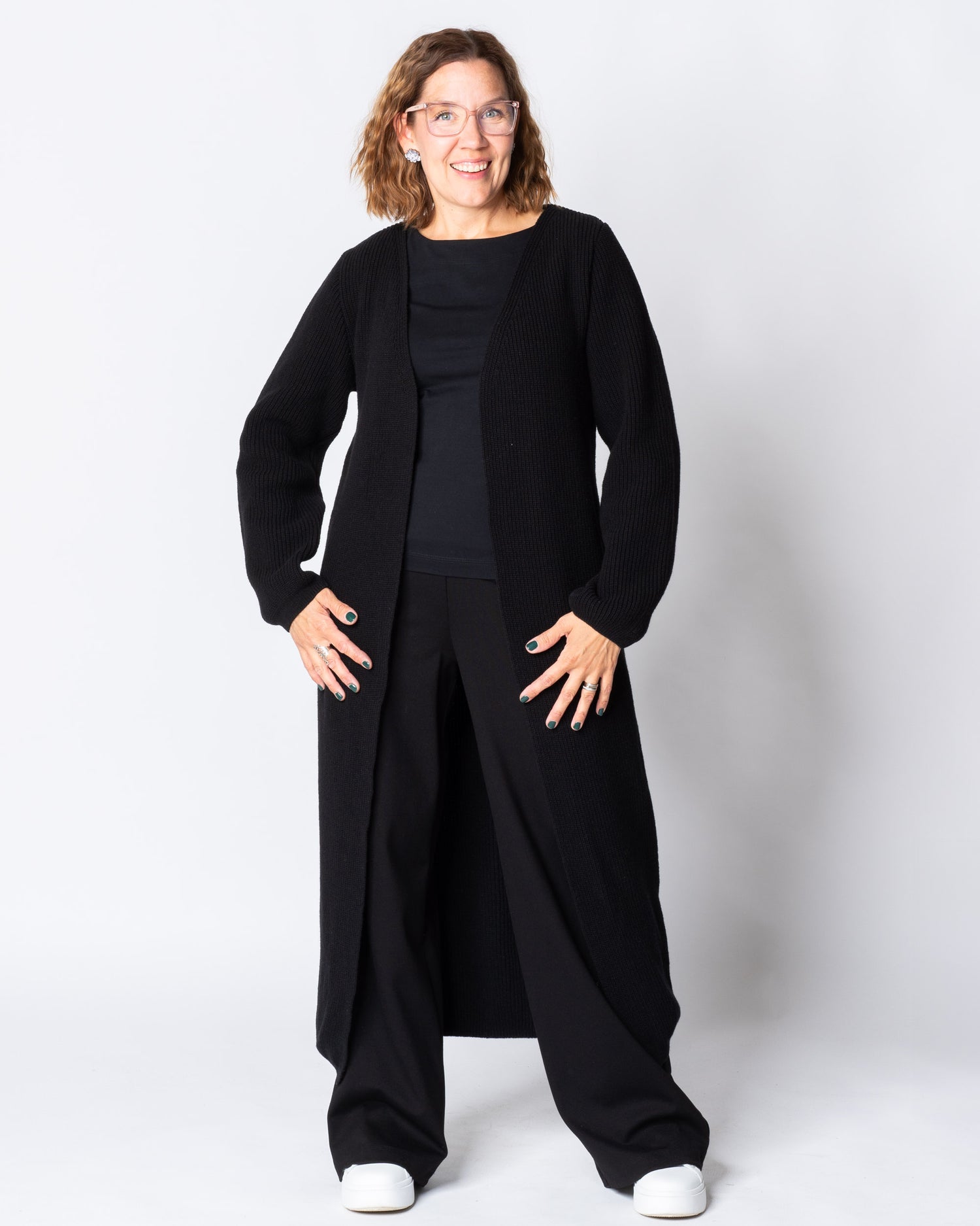 MAXI cardigan - merino wool, black