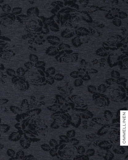 Merino wool, Babushka Roses - grey/black