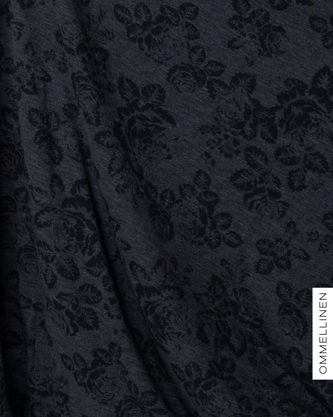 Merino wool, Babushka Roses - grey/black