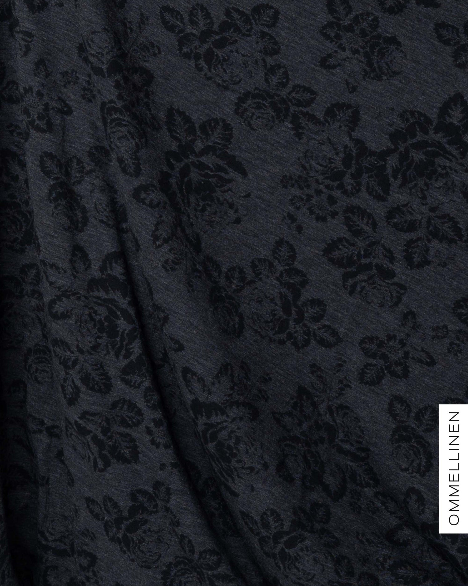 Merino wool, Babushka Roses - grey/black