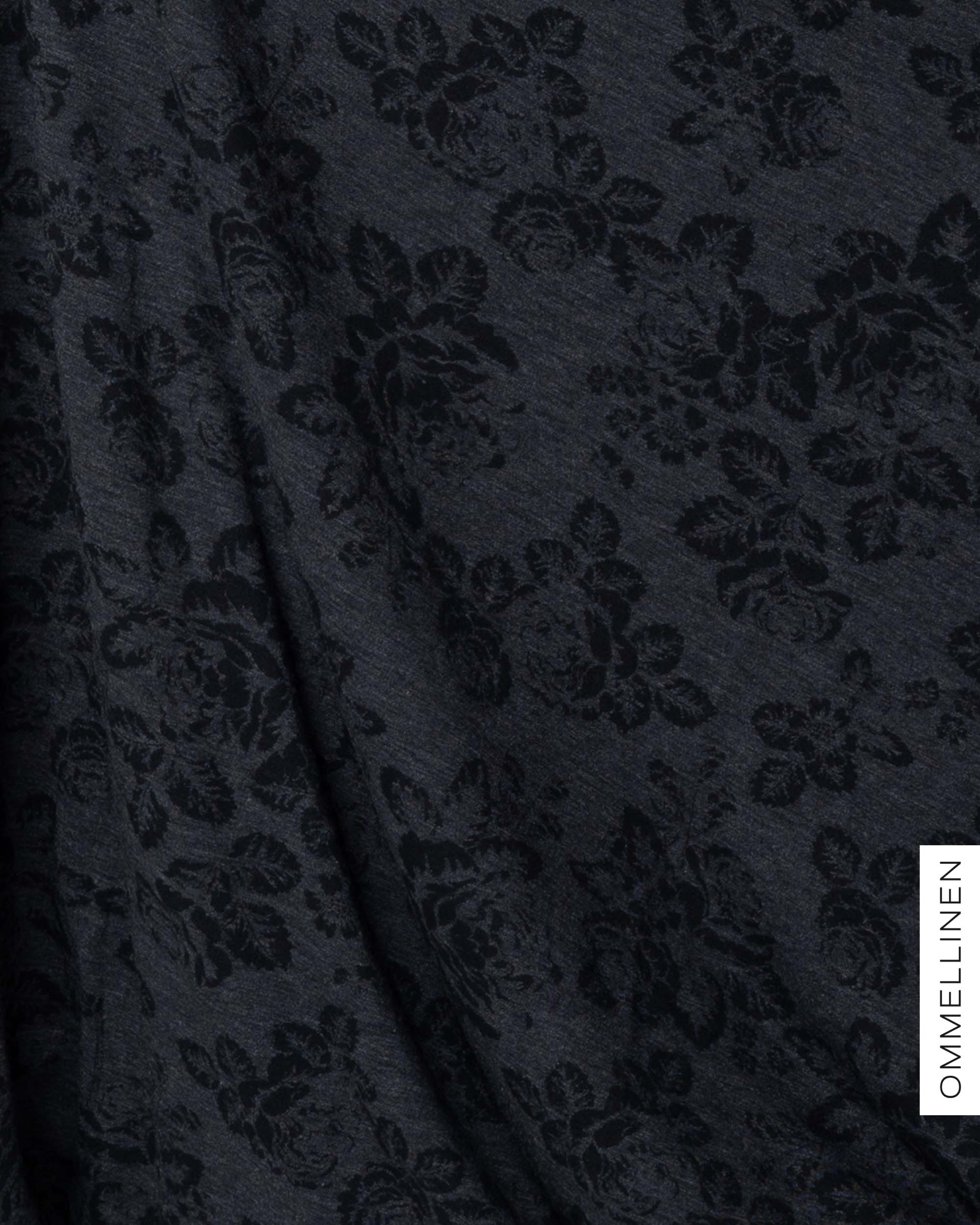 Merino wool, Babushka Roses - grey/black