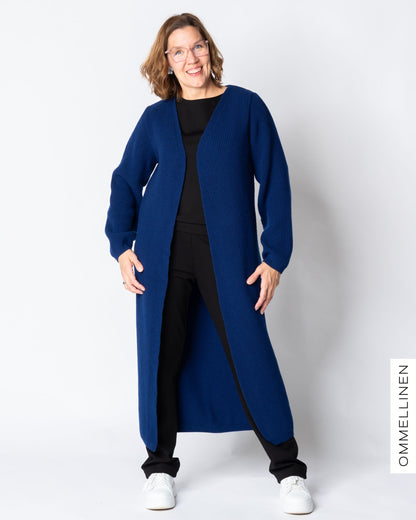 MAXI cardigan - merino wool, blue