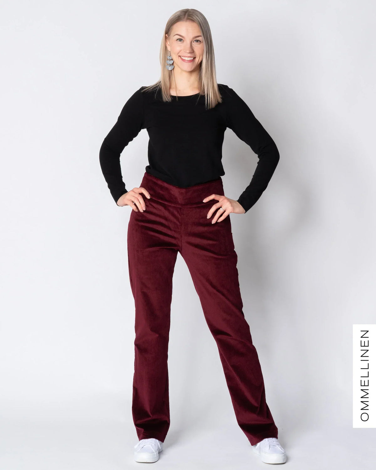 POCKET corduroy pants - NORMAL LENGTH, burgundy