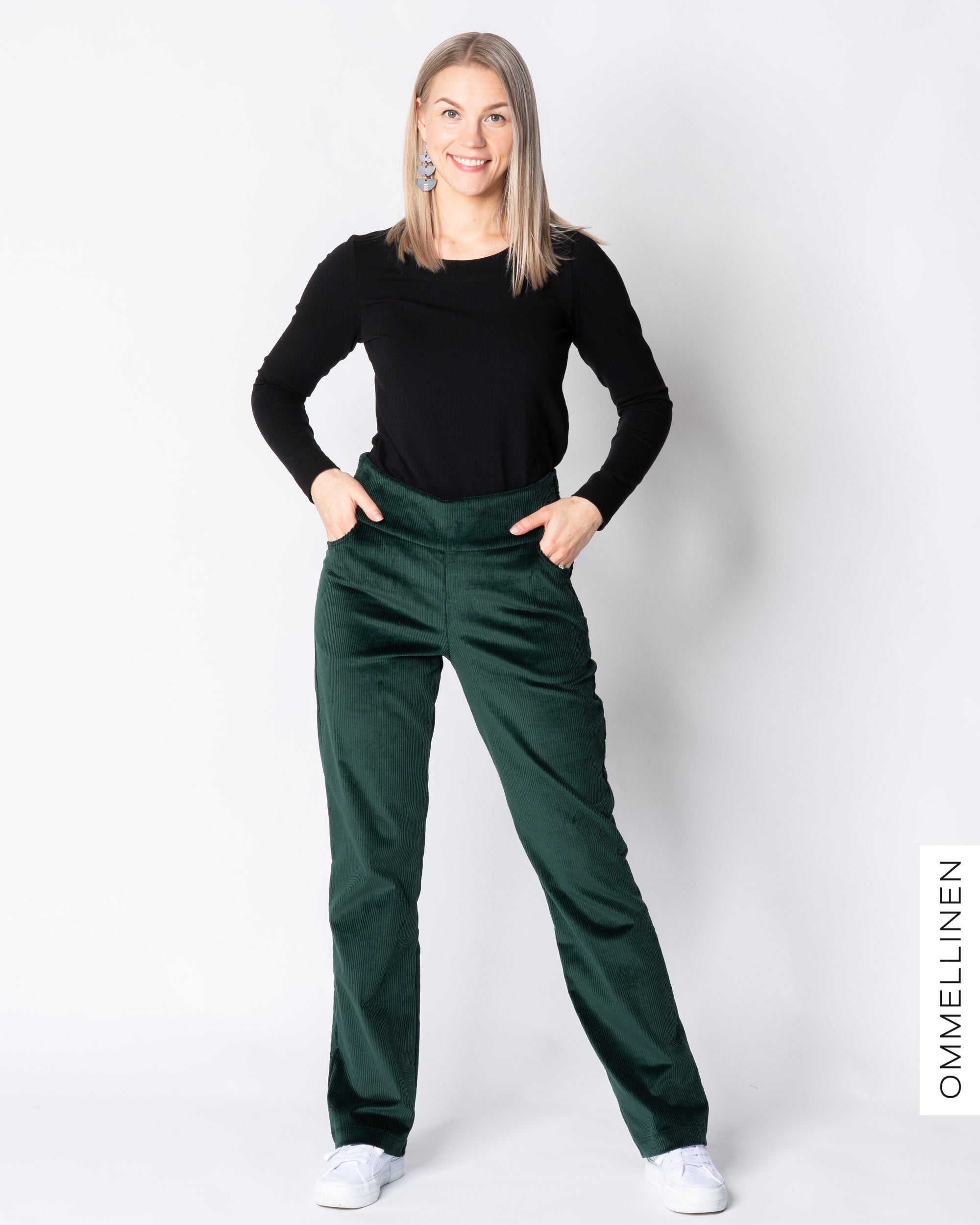 POCKET corduroy pants - NORMAL LENGTH, green