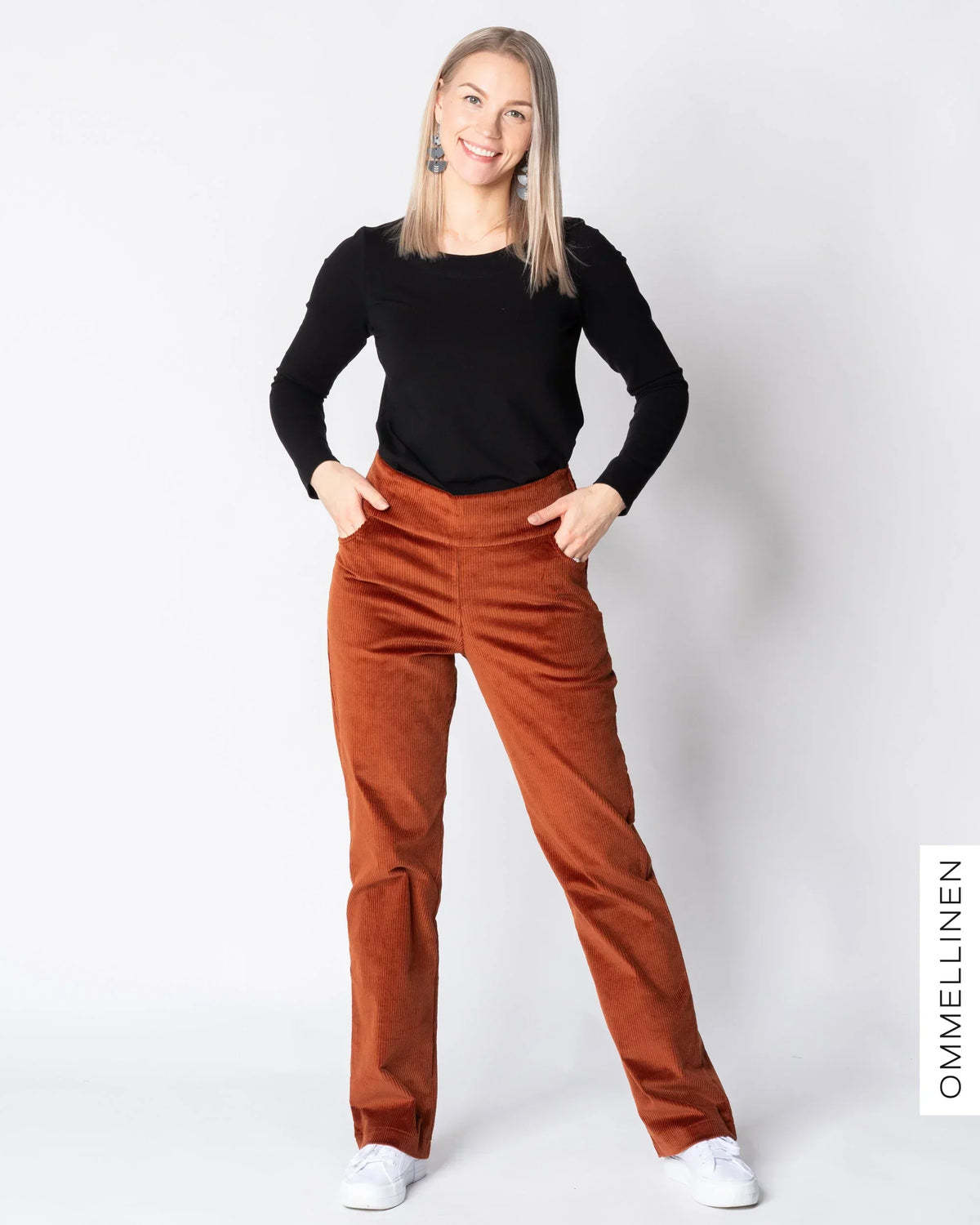 POCKET corduroy pants - NORMAL LENGTH, burnt orange