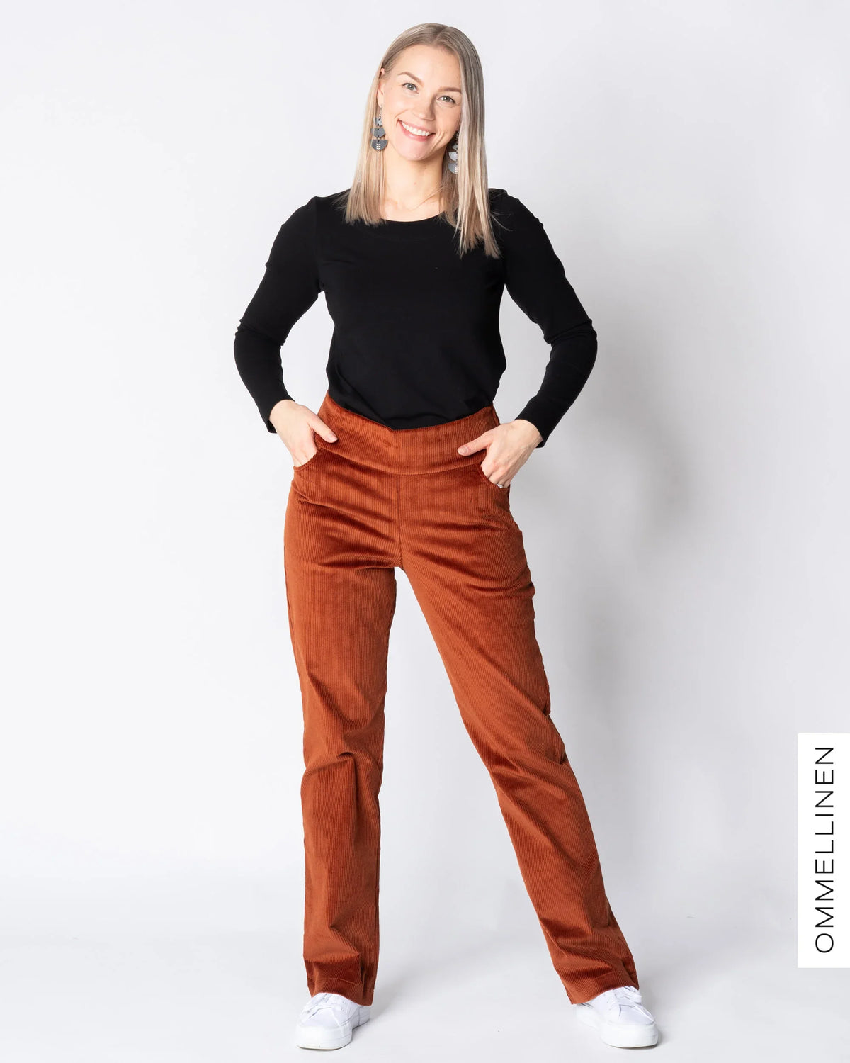 POCKET corduroy pants - LONG LENGTH, burnt orange