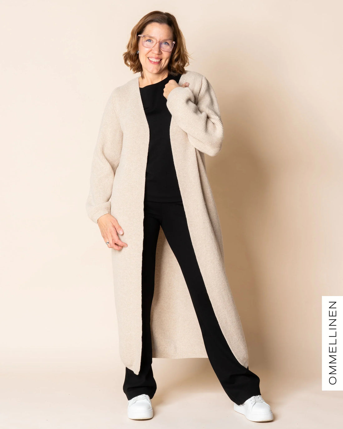 MAXI cardigan - merino wool, light sand