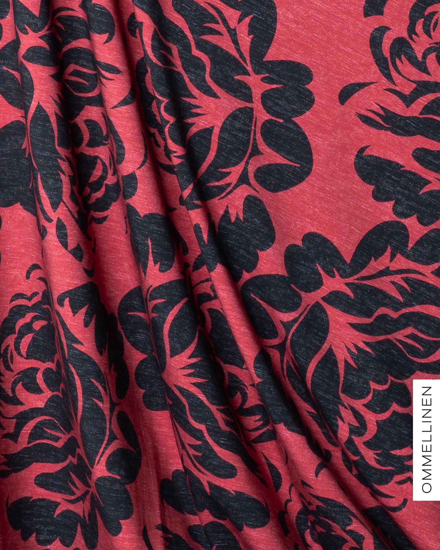 French terry - PRE-CUT, Babushka Roses Giant - red/black