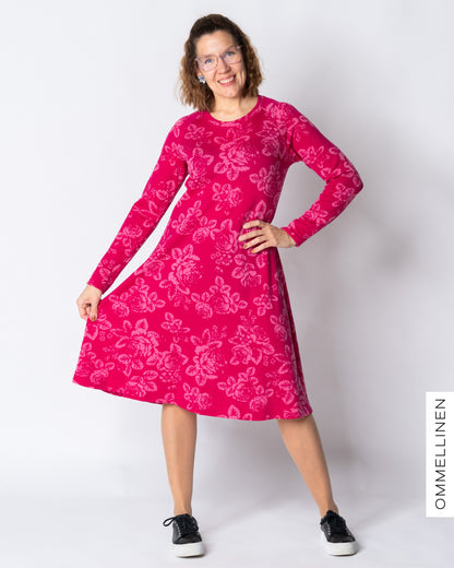 MERINO dress, Babushka Roses - pink